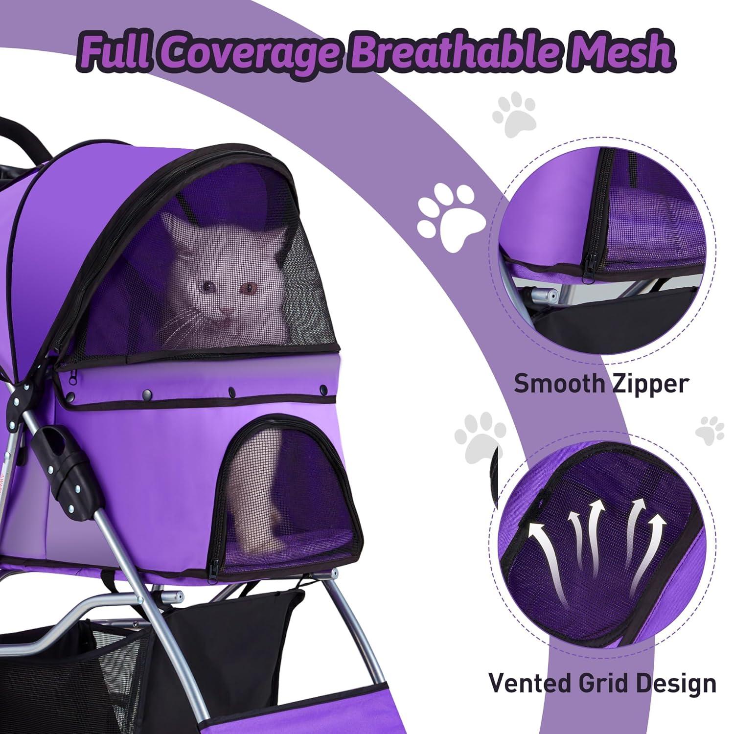 G & R PLUMBING ENTERPRISES, INC. Pet Stroller, 4 Wheels Pet Strolling Cart for Medium/Small Dogs and Cats, Foldable Cat Jogger