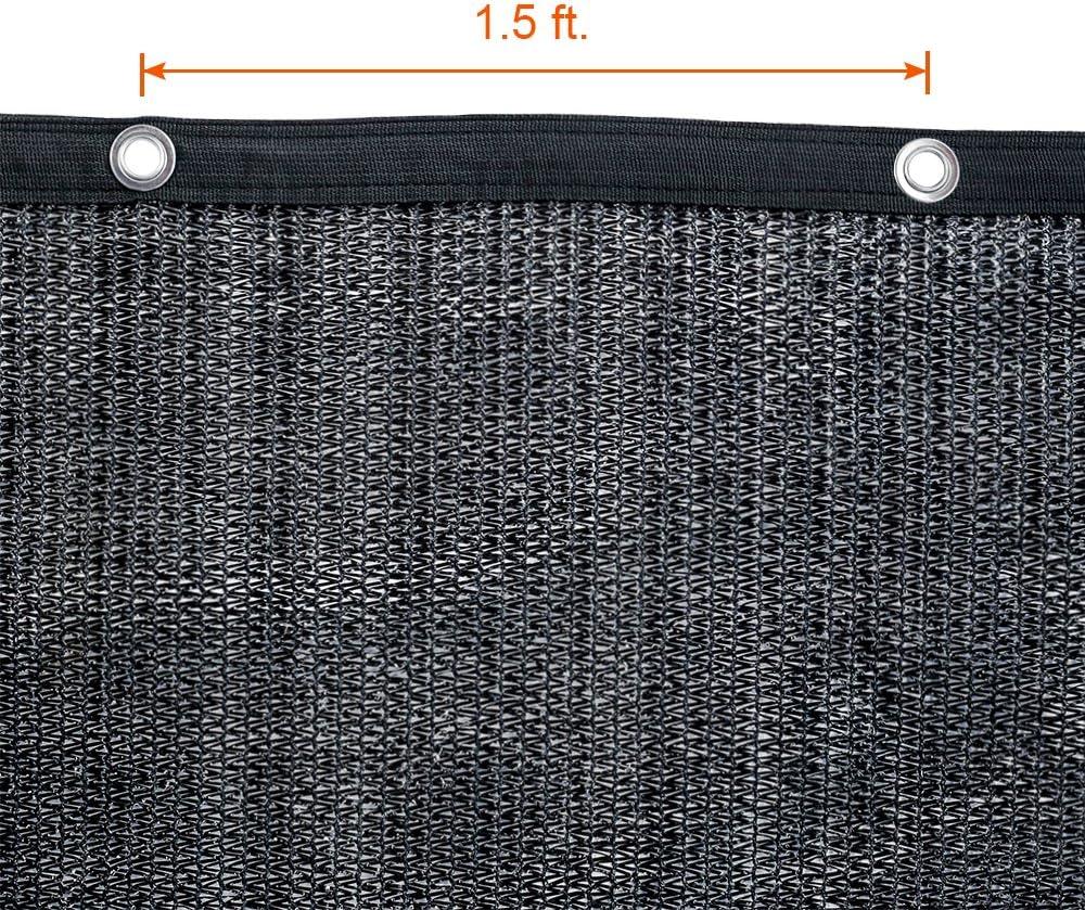 Black 12x10 ft HDPE Garden Patio Shade Cloth with Grommets