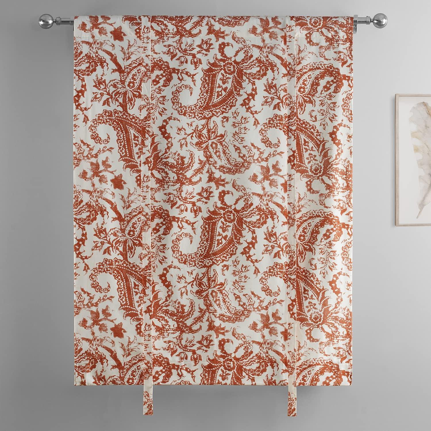 Edina Rust Paisley Cotton Tie-Up Window Shade 46 x 63