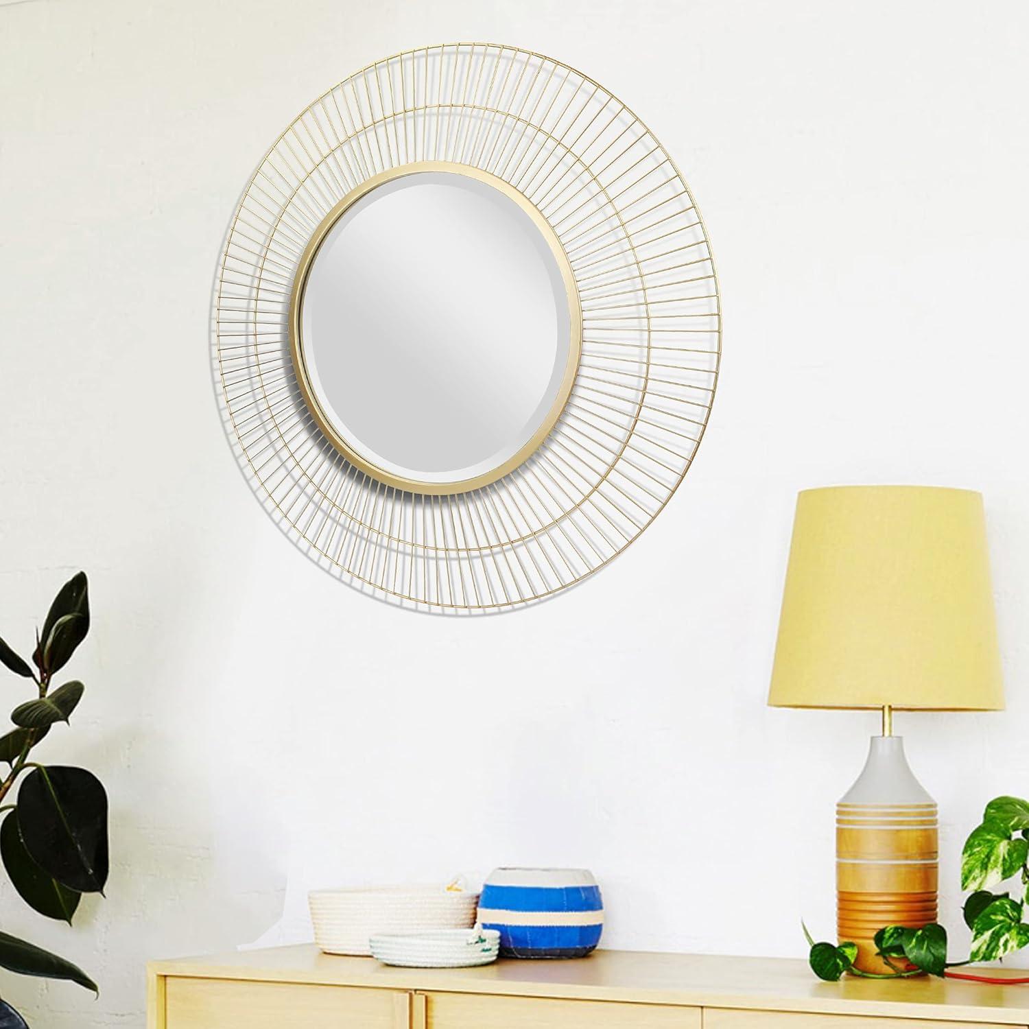 Two Loop Radial Wire Mirror Gold - Stonebriar Collection