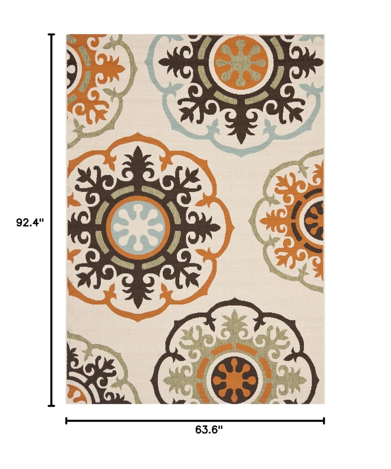 Veranda VER002 Power Loomed Indoor/Outdoor Area Rug - Cream/Terracotta - 5'3"x7'7" - Safavieh.