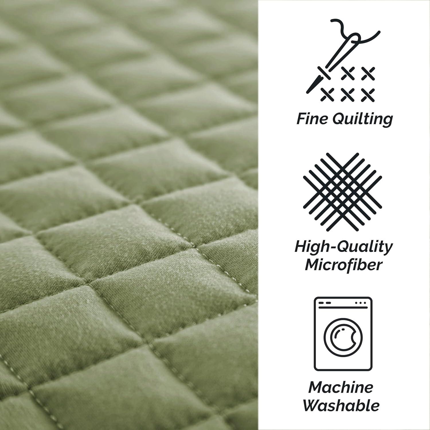 Southshore Fine Living, Inc. Pillow Shams King Size Set of 2, Large 20"x36" Sage Green Pillow Covers for King Size Pillows, Luxury Quilted Sham Covers to Complement Home Decor, Sage Green