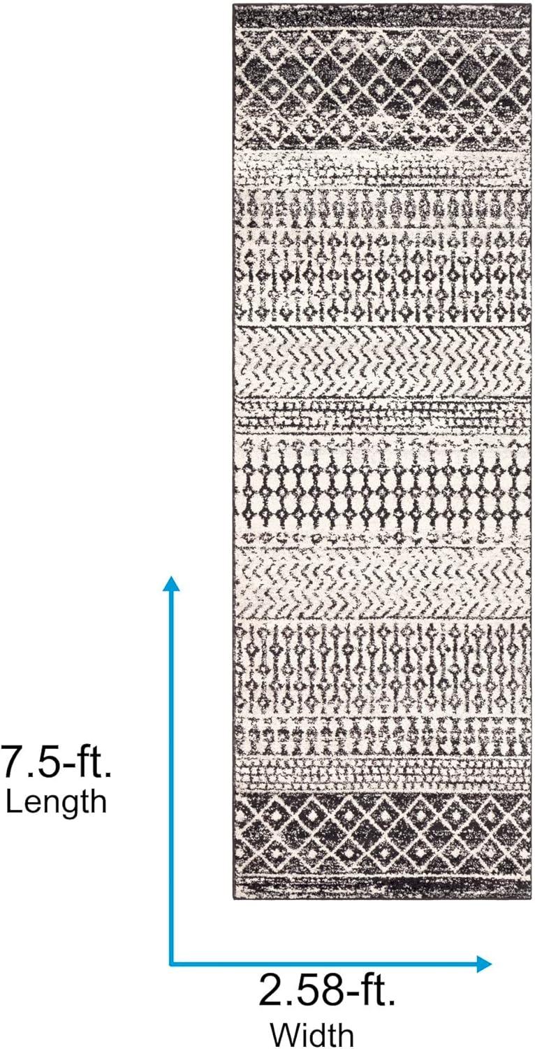 Livabliss Chester Boho Moroccan Runner Area Rug,2'7" x 7'6",Black