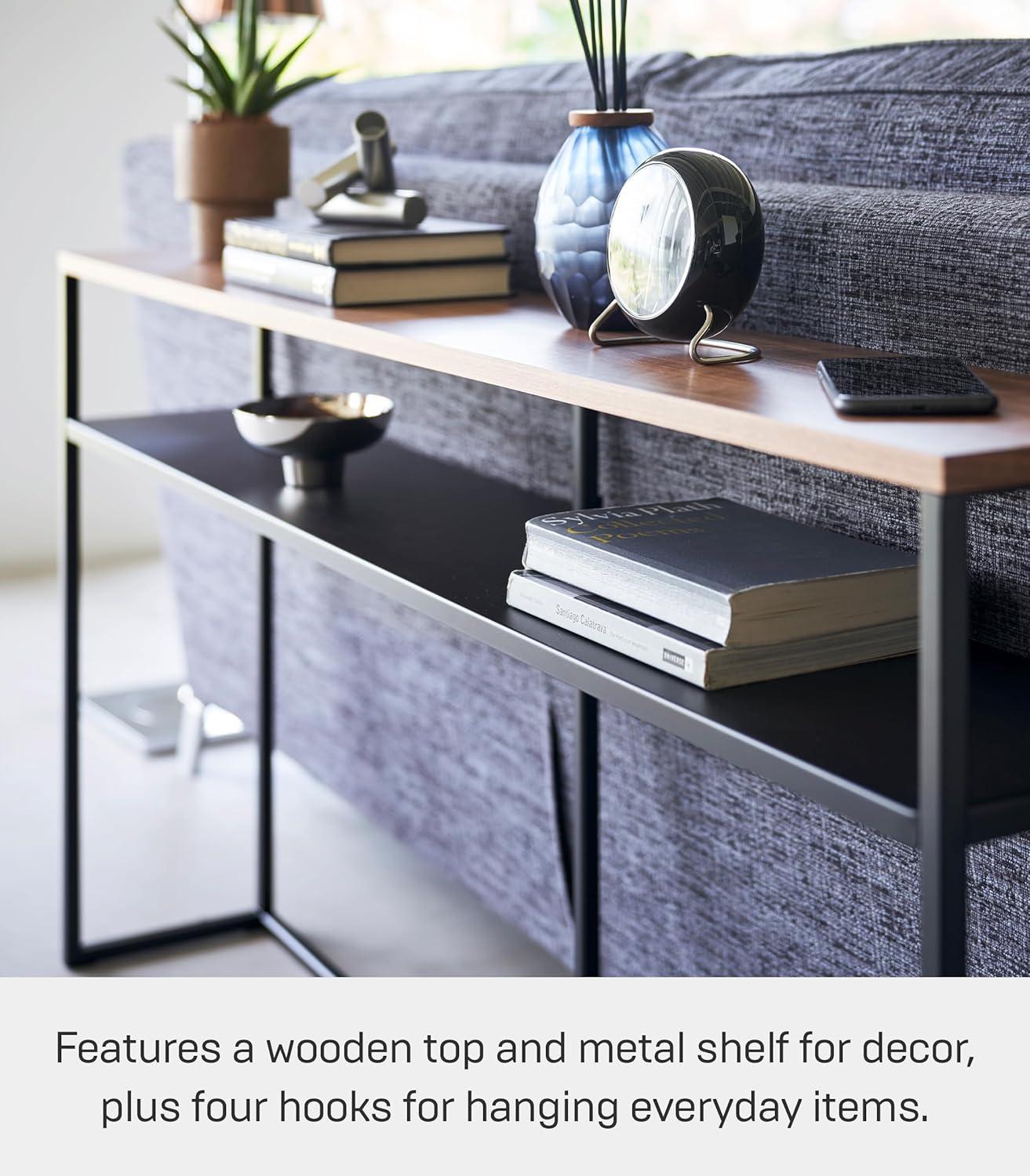 Yamazaki Home Yamazaki Home Tower Long Console Table For Entryway Or Hallways, Narrow Behind Sofa Table With Wooden Top And Metal Shelf - Shelf, 26" - Steel