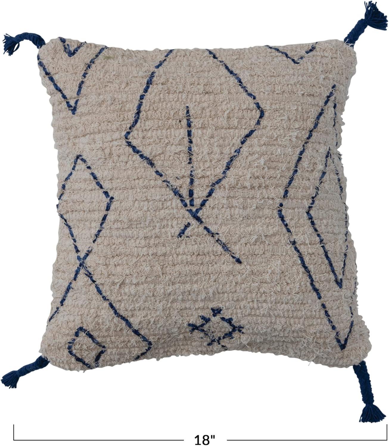 Embroidered Cotton Blend Throw Pillow