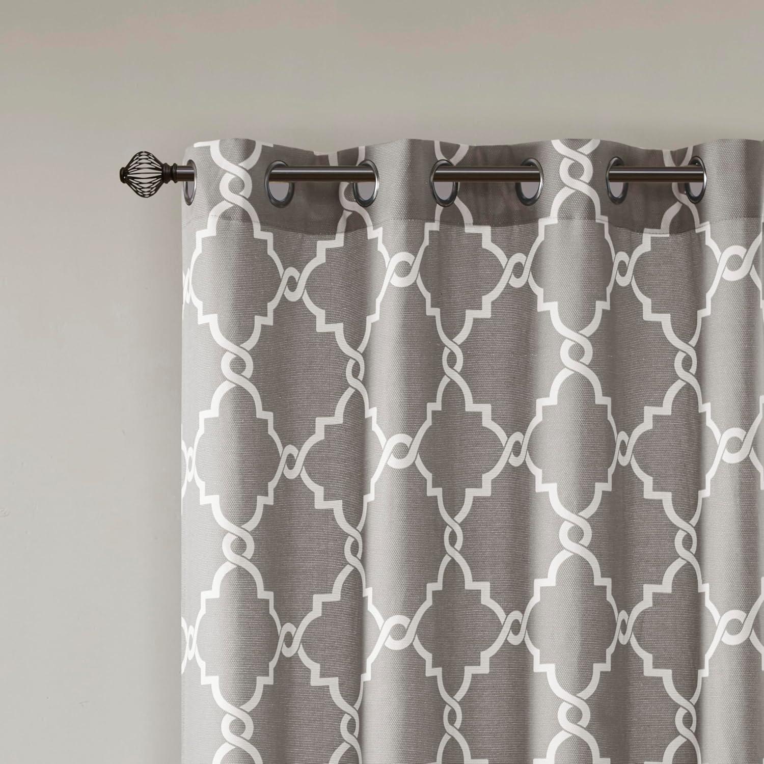 Madison Park Fretwork Print Grommet Top Window Curtain Panel