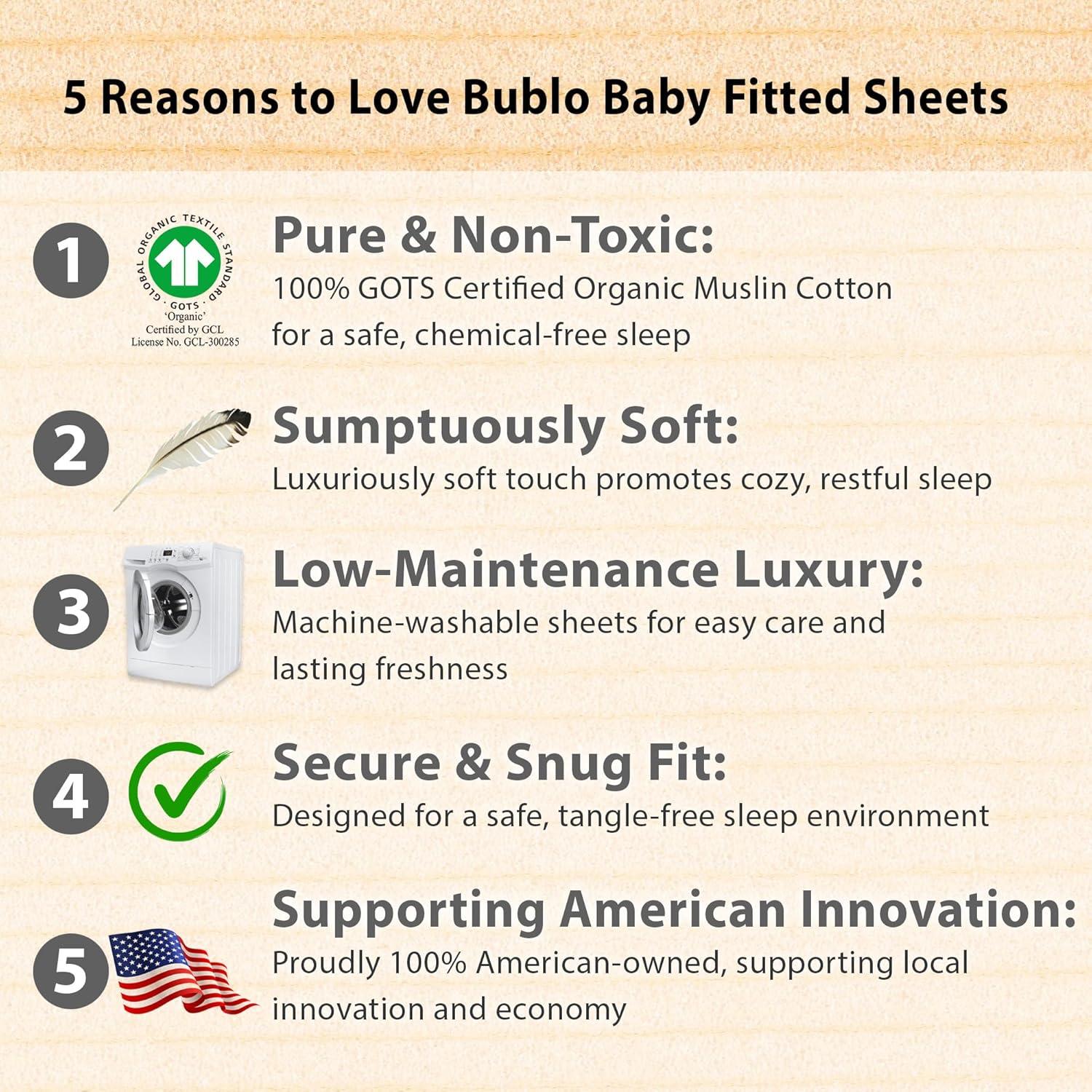 Bublo Baby Baby Muslin Bassinet Sheet Set, 3 Pack Organic Cotton Universal Fitted Bedding Cover for Oval, Hourglass & Rectangle Bassinet Mattress, Fitted Sheets Size 32 x 16 x 4 Inches (Set of 3)