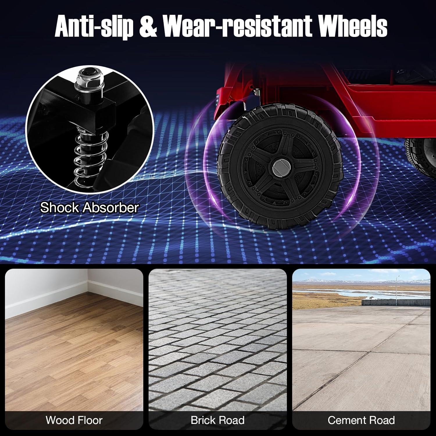 HONEY JOY Ride On Truck, 12V Battery Powered Vehicle Ride On Car with Remote Control, Spring Suspension, Headlights, Music, Mesh Windshield, Electric Cars for Kids, Gift for Boys Girls 3+(Red)