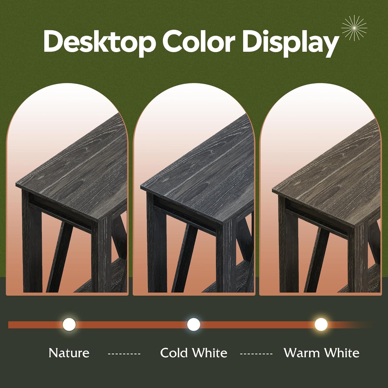 Charcoal Black Wooden End Table with Charging Station and Open Shelf
