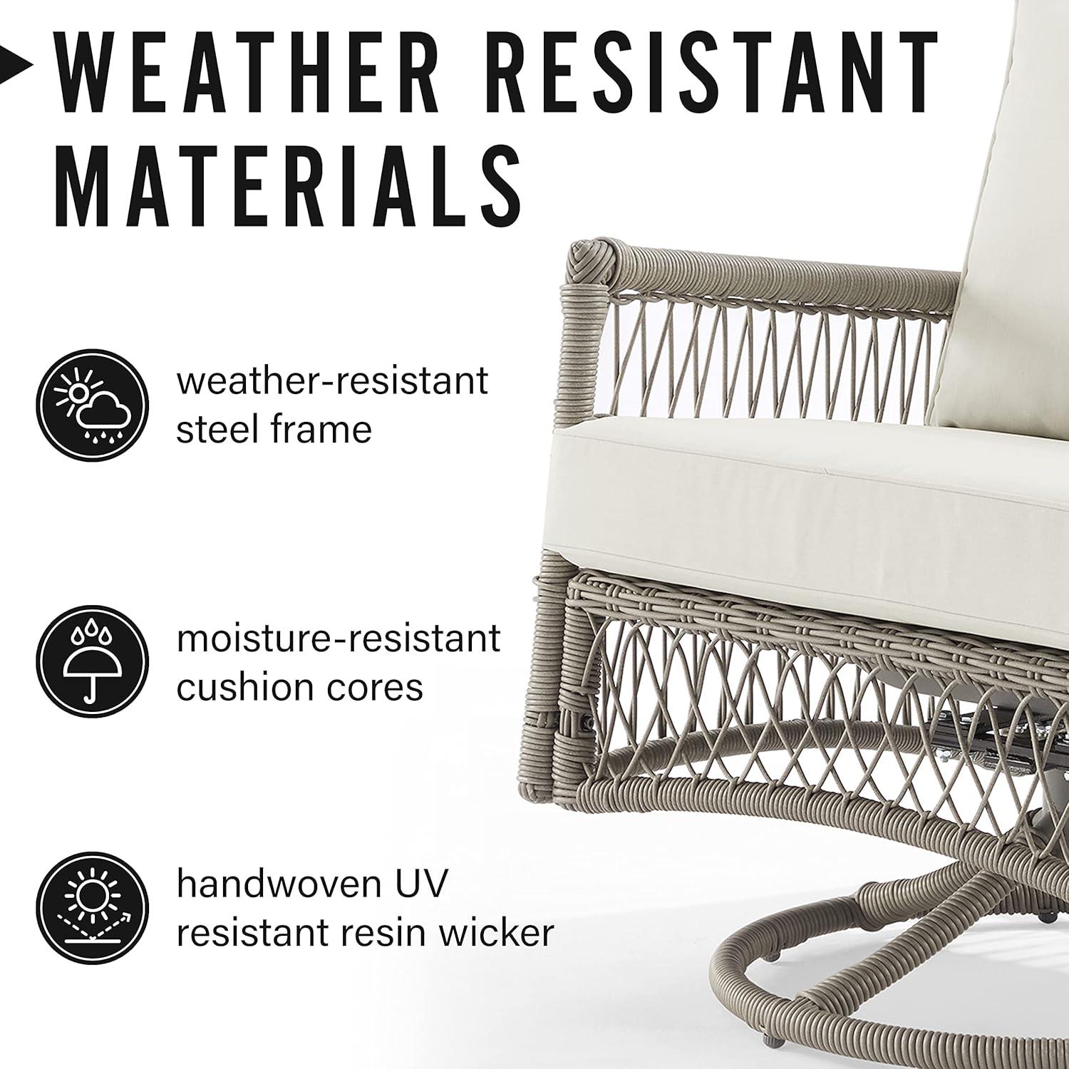 2pk Thatcher Outdoor Steel Swivel Rocking Chairs: Resin Wicker, Weather-Resistant - Crosley