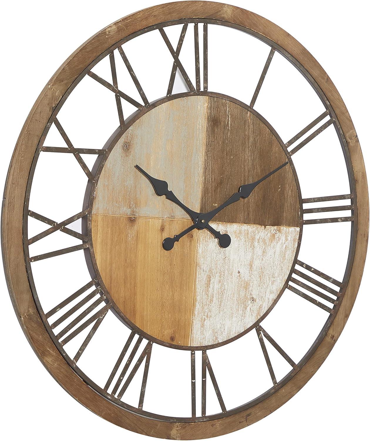 DecMode 36" Brown Wood Wall Clock