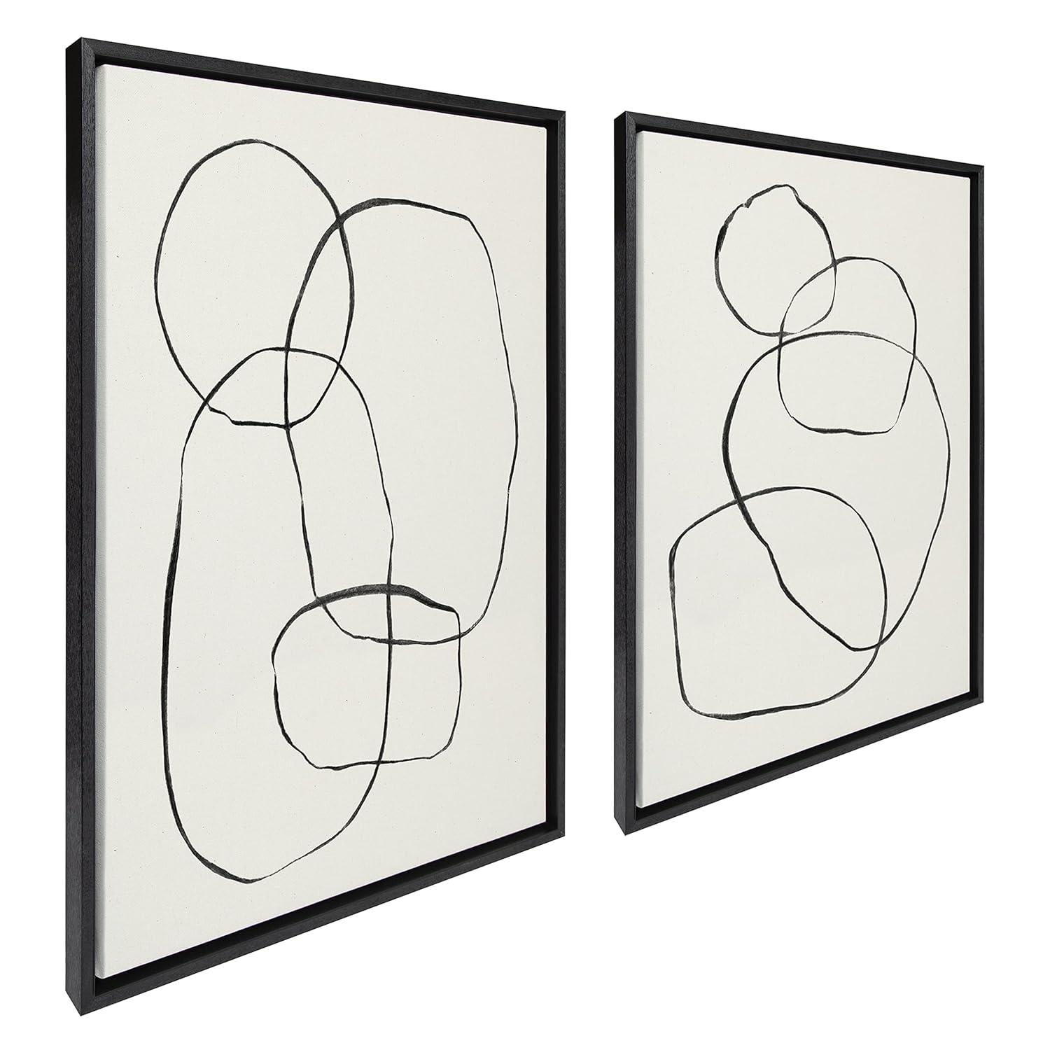 Kate and Laurel " 871 Modern Circles Flinen (left) & 869 Going In Circles Flinen (right) " by Teju Reval 2 - Pieces