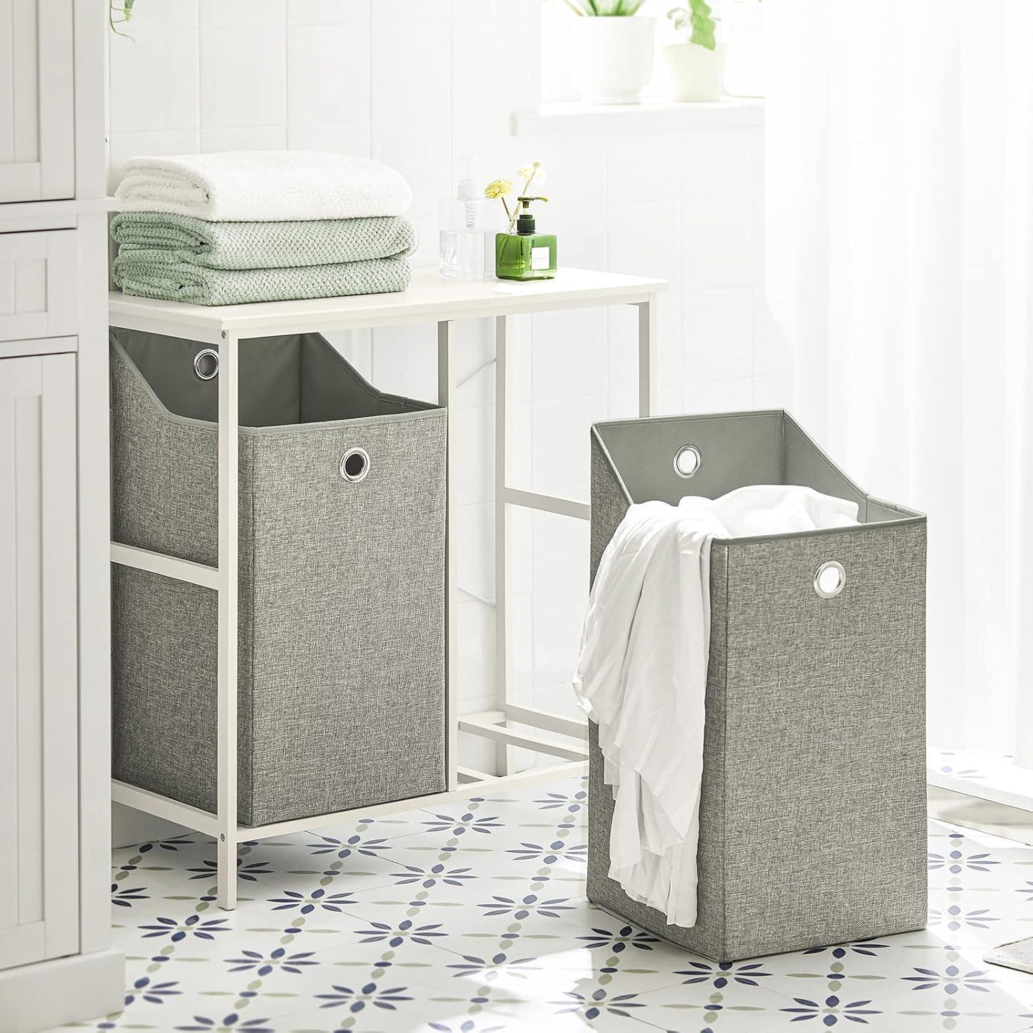 Haotian Bathroom Laundry Hamper Basket with Shelf