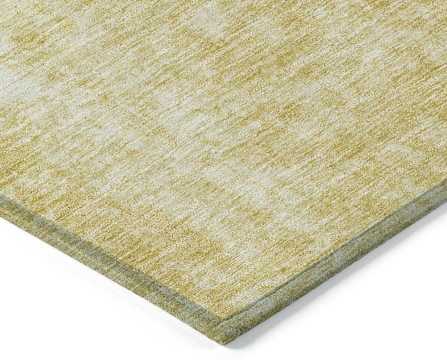 Gold Abstract Washable Synthetic 3' x 5' Area Rug