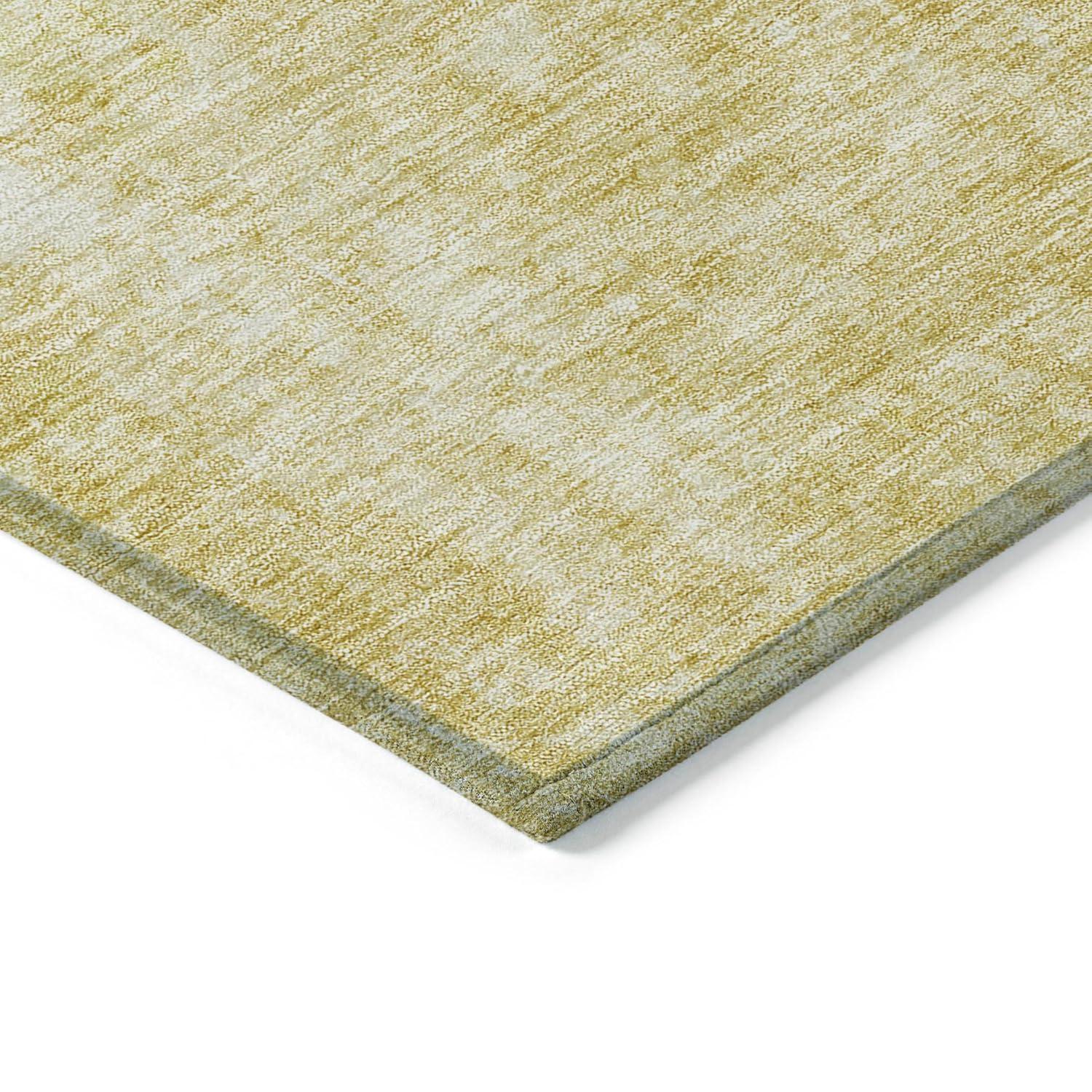 Gold Abstract Washable Synthetic 3' x 5' Area Rug