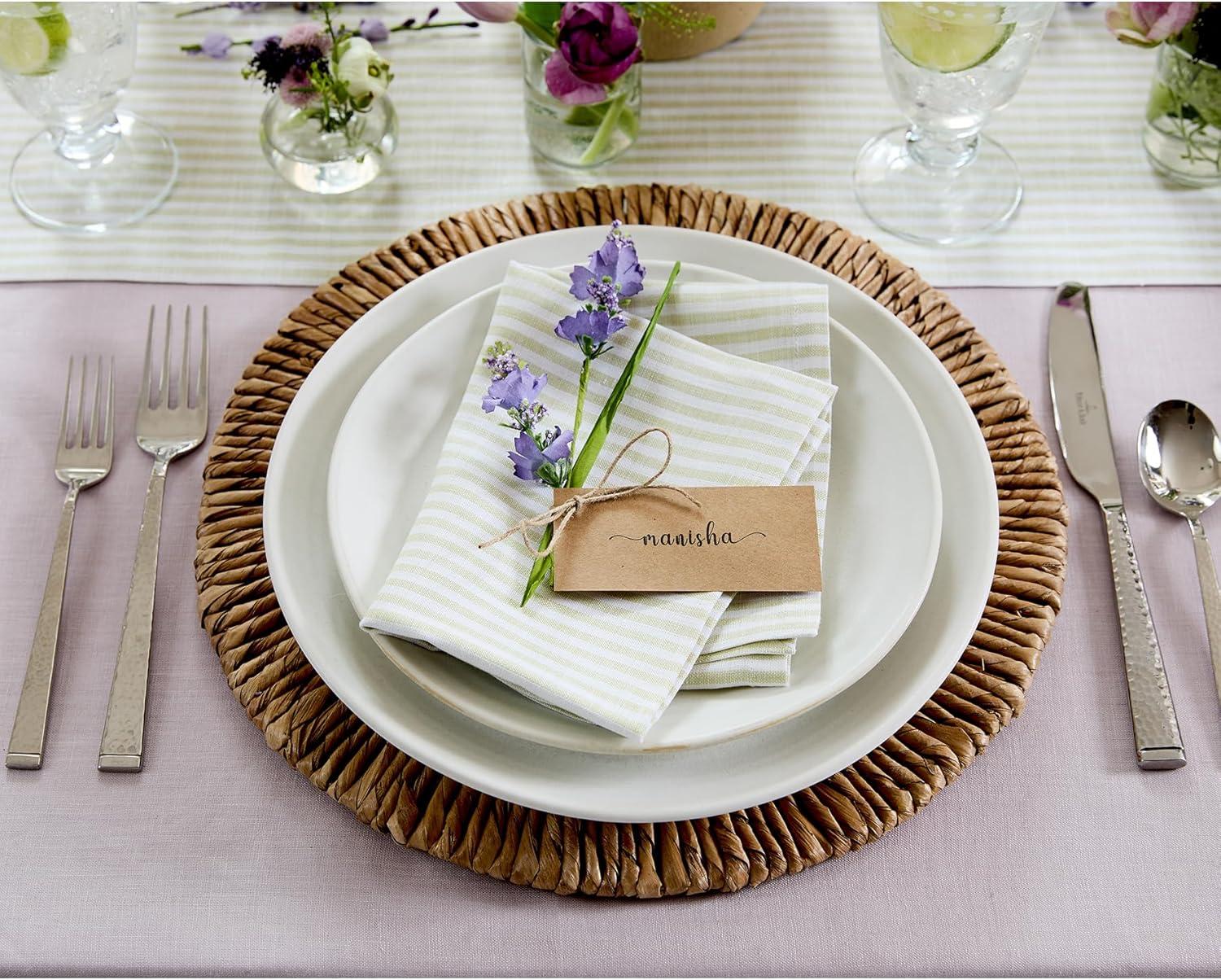 Narrow Stripe - 100% Pure Linen Square Dinner Napkins