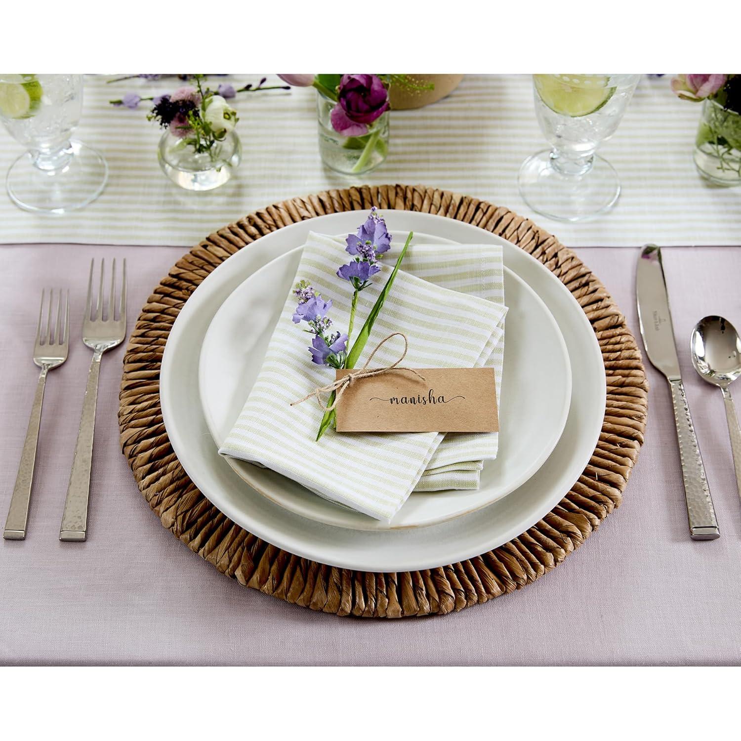 Solino Home Narrow Stripe - 100% Pure Linen Dinner Napkins (Set of 4)