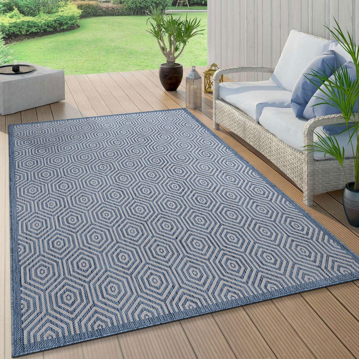 World Rug Gallery Modern Geometric Textured Flat Weave Indoor/Outdoor Area Rug - YELLOW 5' X 7':  Quick Dry,  UV-Resistant
