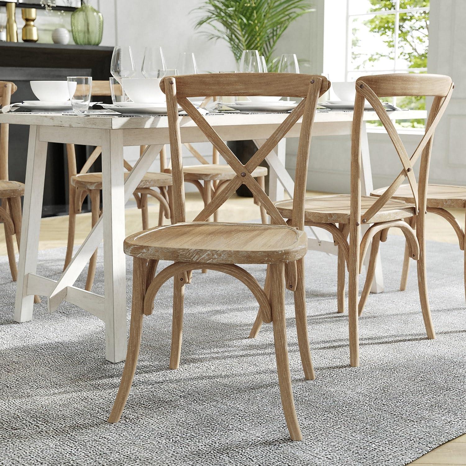Flash Furniture 2-pack Advantage Medium Natural With White Grain X-Back Chair
