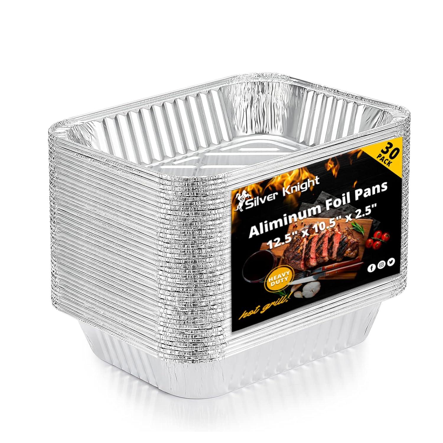 9x13 Aluminum Foil Pans (10 Pack), Disposable Half Size Deep Foil Pans, Cookware, Food Prepping, Large Pans for Baking, Reheating, Grilling