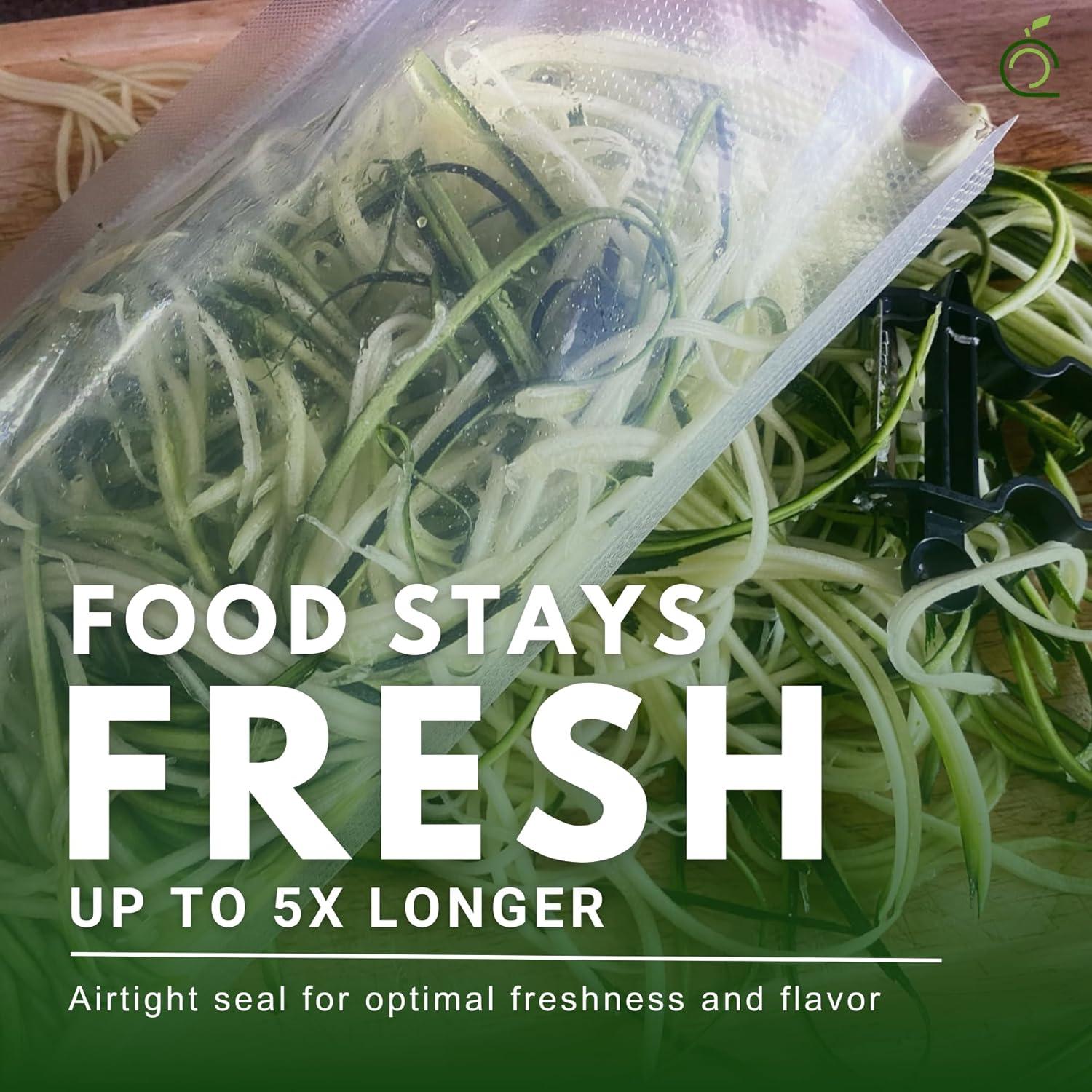 FoodVacBags 11" x 100' Bulk Vacuum Seal Roll - Convenient Dispenser Box with Cutter - Custom Size, Commercial Grade Food Saver Bag Roll - Food Storage, Seal a Meal in Food Sealer Bags