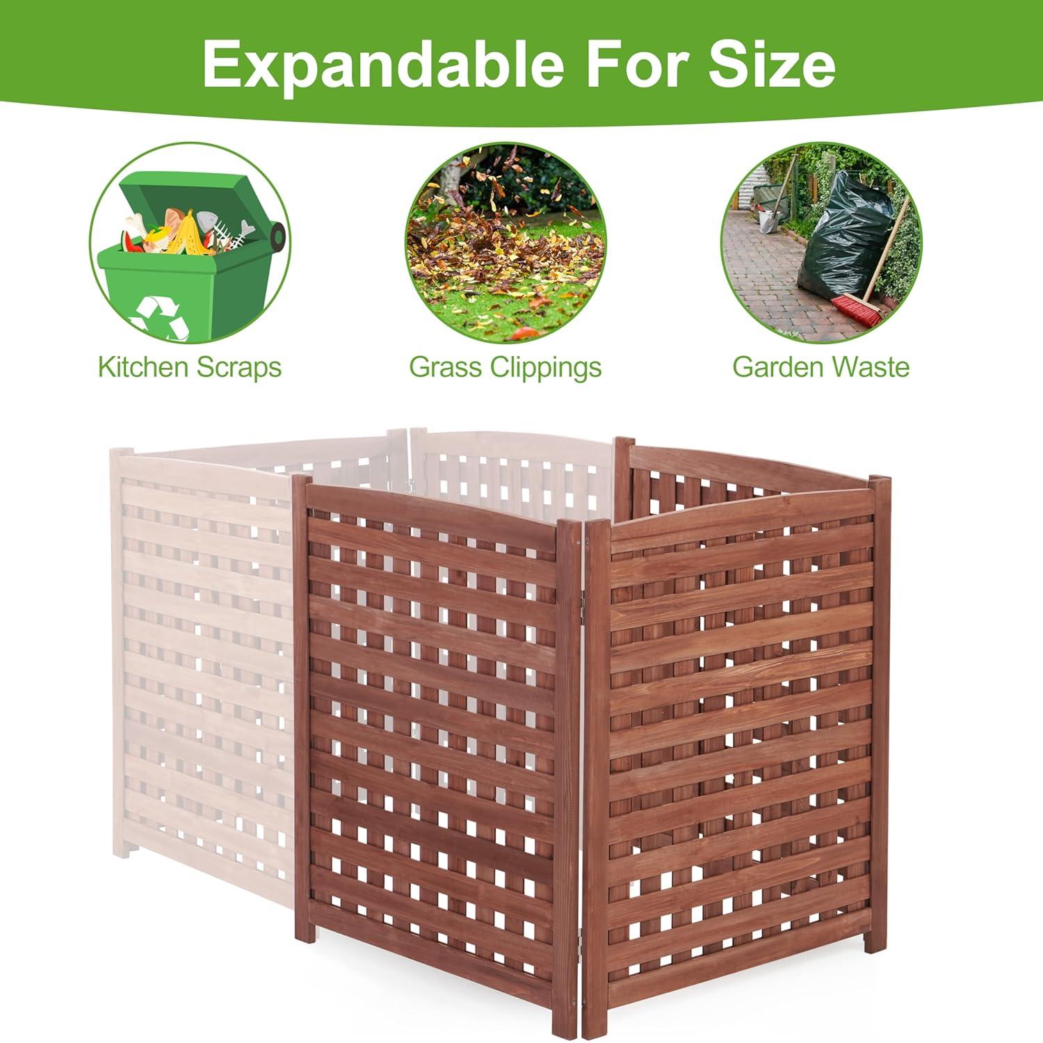 3-Panel Outdoor Air Conditioner Fence Screen, Outside Wood Privacy Fence, 32" W x 38" H