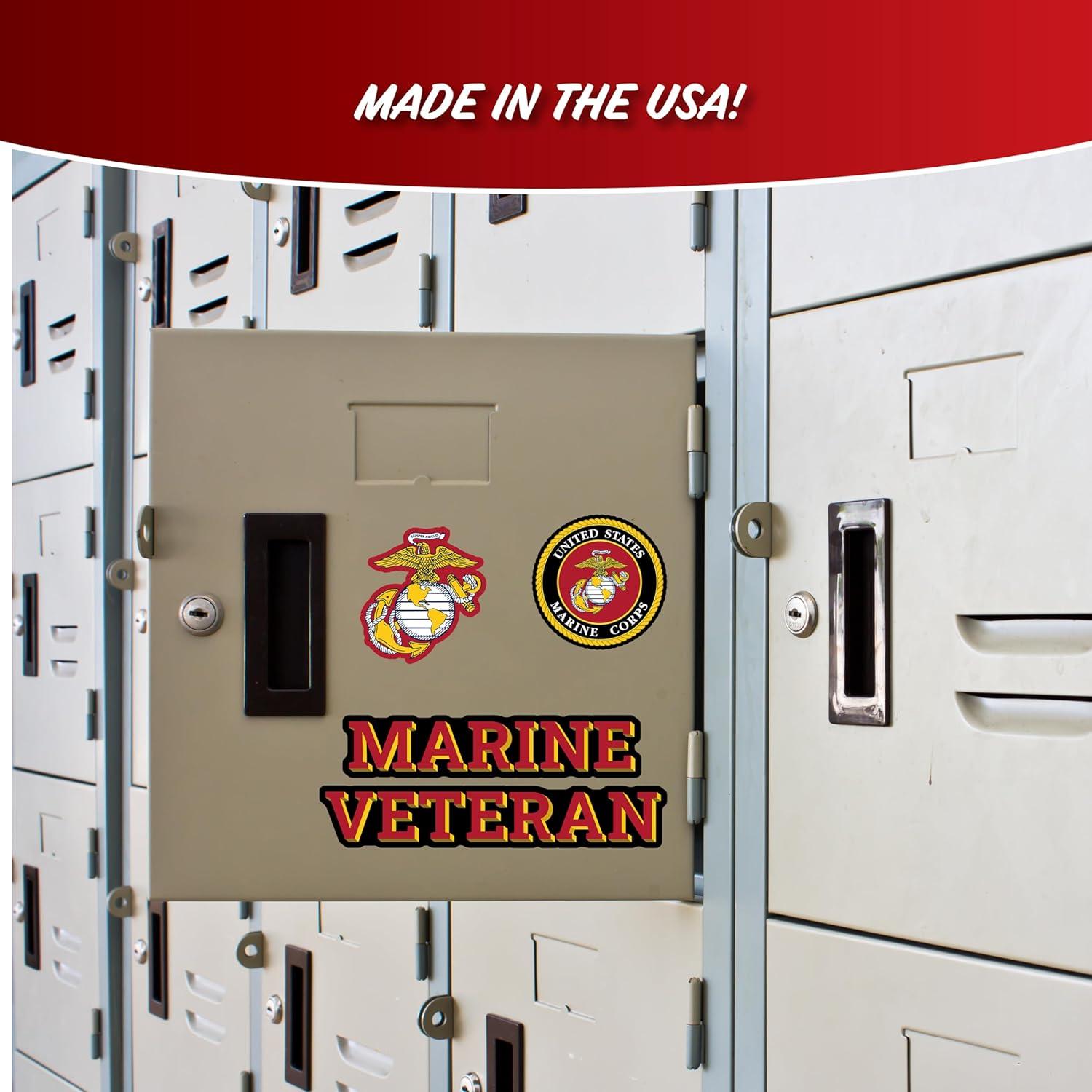 US Marine Corps Veteran Car Decals - Set of 4 USMC Window Stickers EGA Logo Vinyl Decal for Vehicle Truck Bumper Water Bottle Laptop