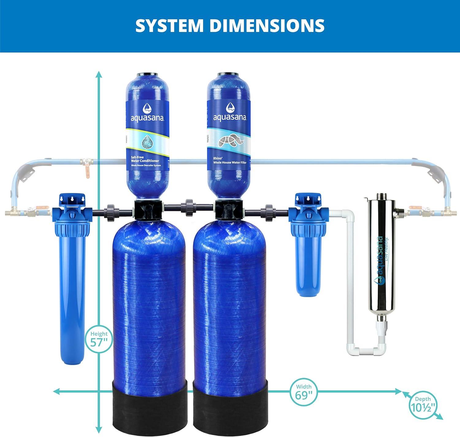 Aquasana Whole House Well Water Filter System - Water Softener Alternative w/ UV Purifier - EQ-WELL-UV-PRO-AST