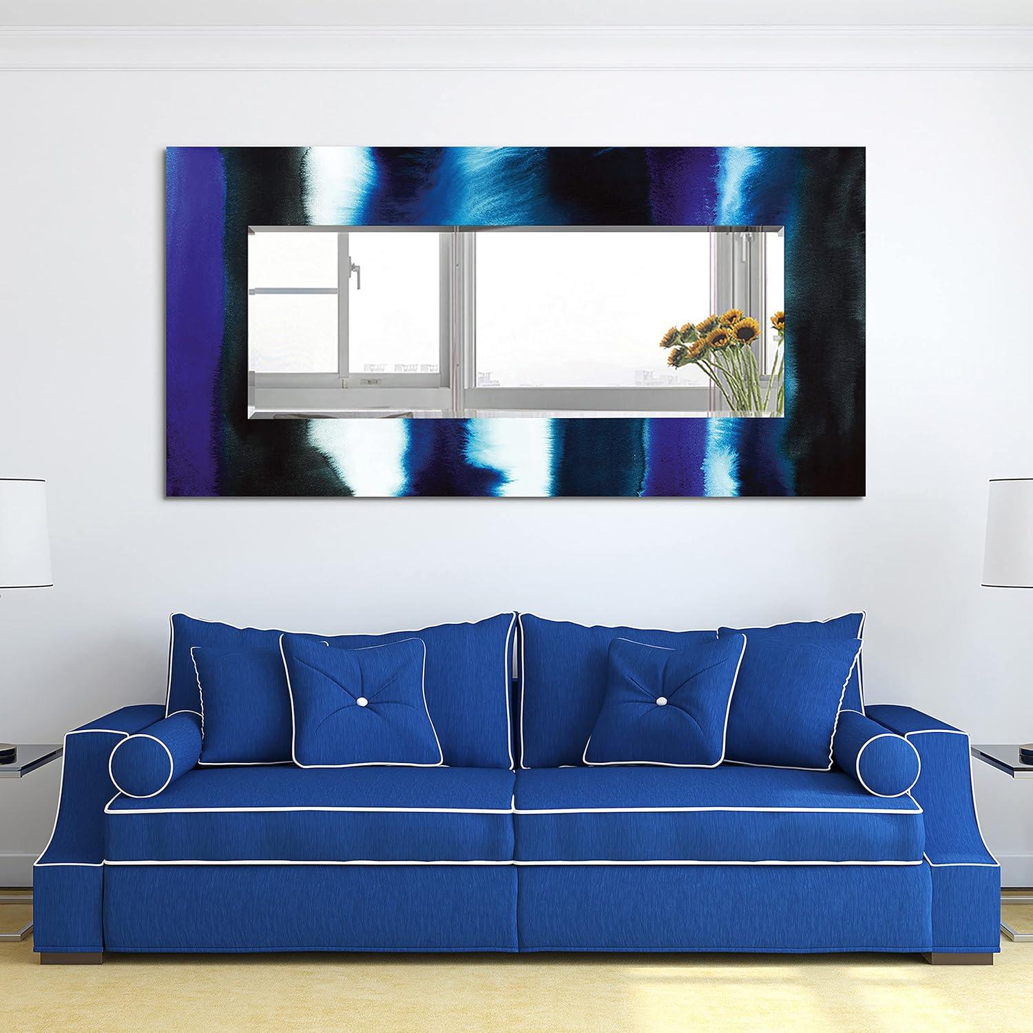 Empire Art Direct Run Off II Rectangular Beveled Mirror on Free Floating Reverse Printed Tempered Art Glass, 72" x 36" x 0.4", Ready to Hang