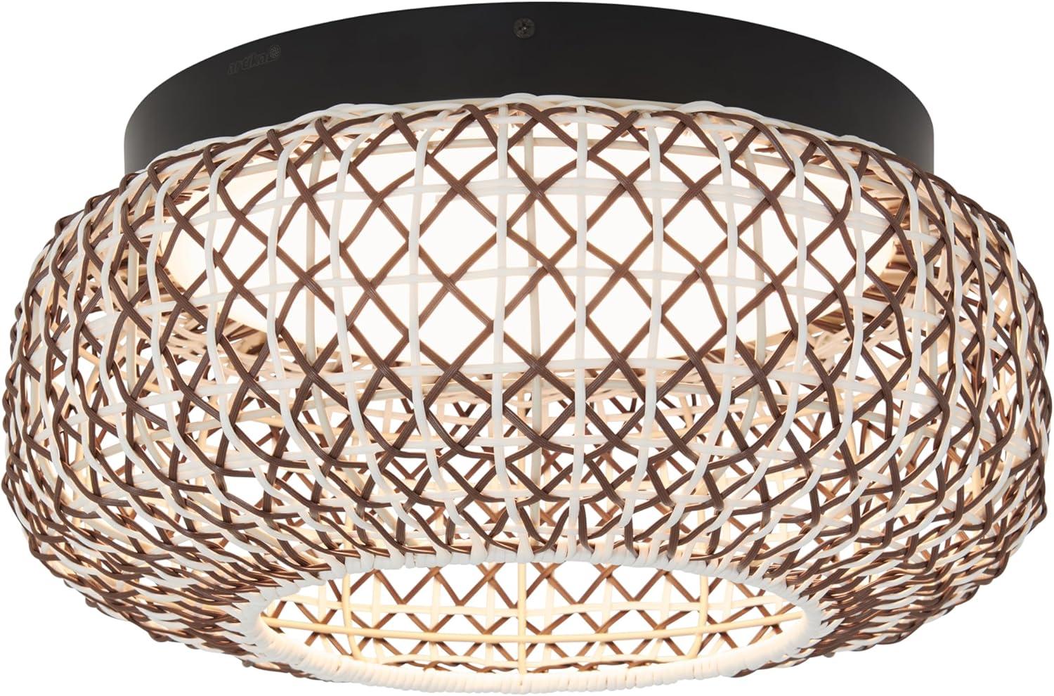 Artika Benson LED Integrated Exotic Pendant Light, Black and Rattan