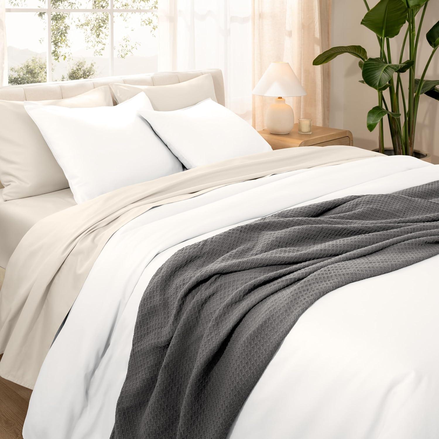Bare Home 400 Thread Count Organic Cotton Sateen Duvet Cover Set