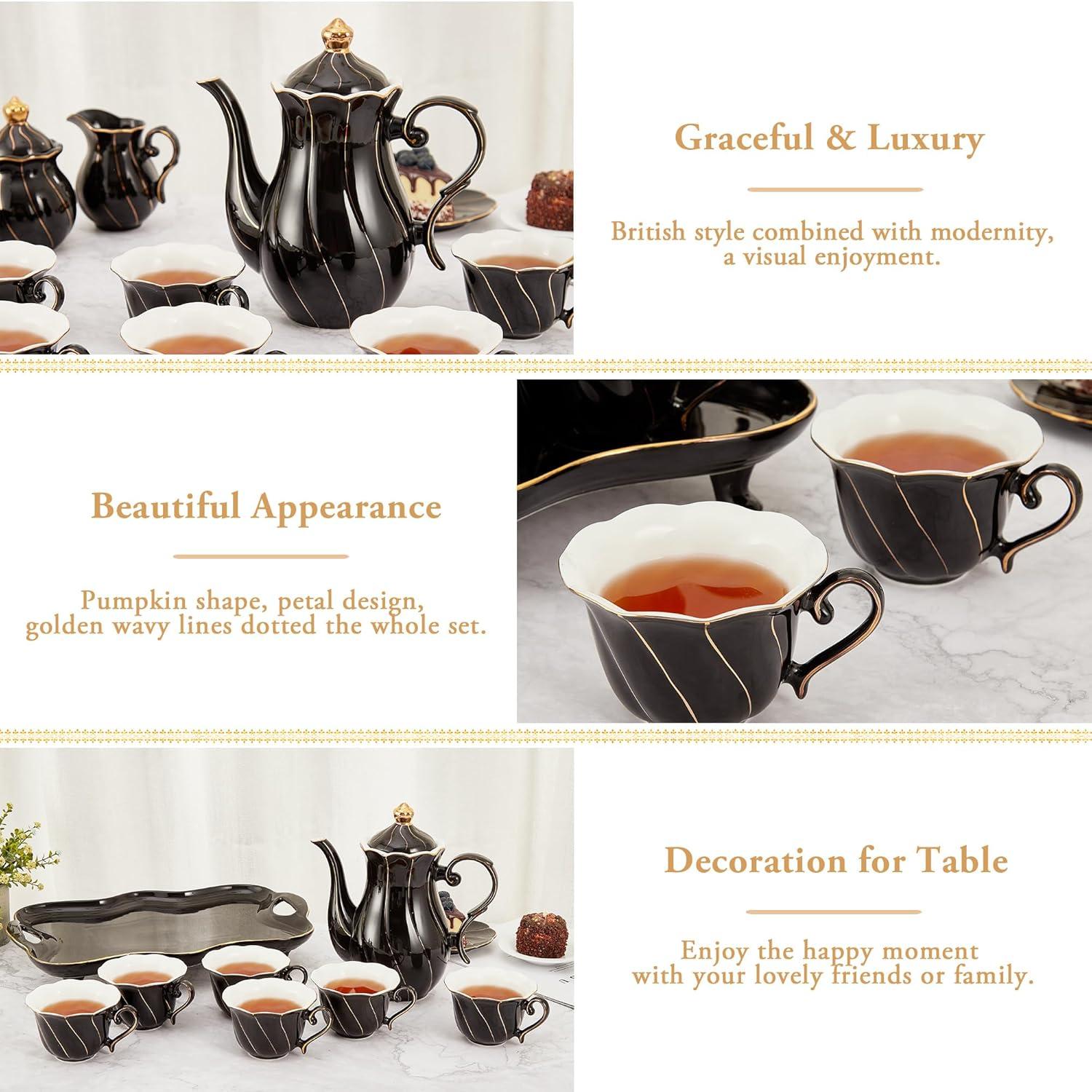 Ameriwood 14 pcs Tea Set of 6 with Tea Tray & Spoons