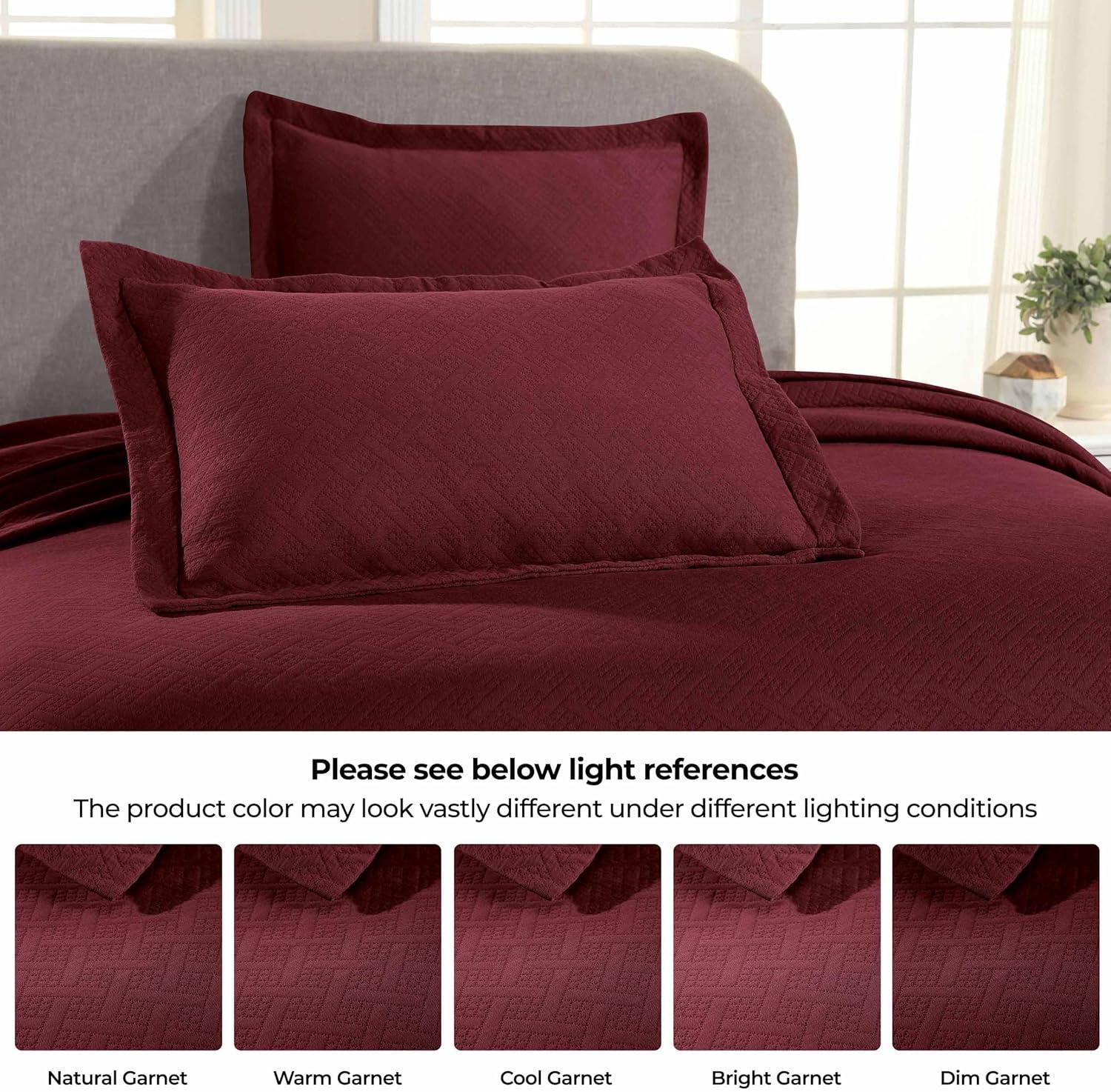 Garnet Queen Cotton Basket Weave Duvet Set with Shams