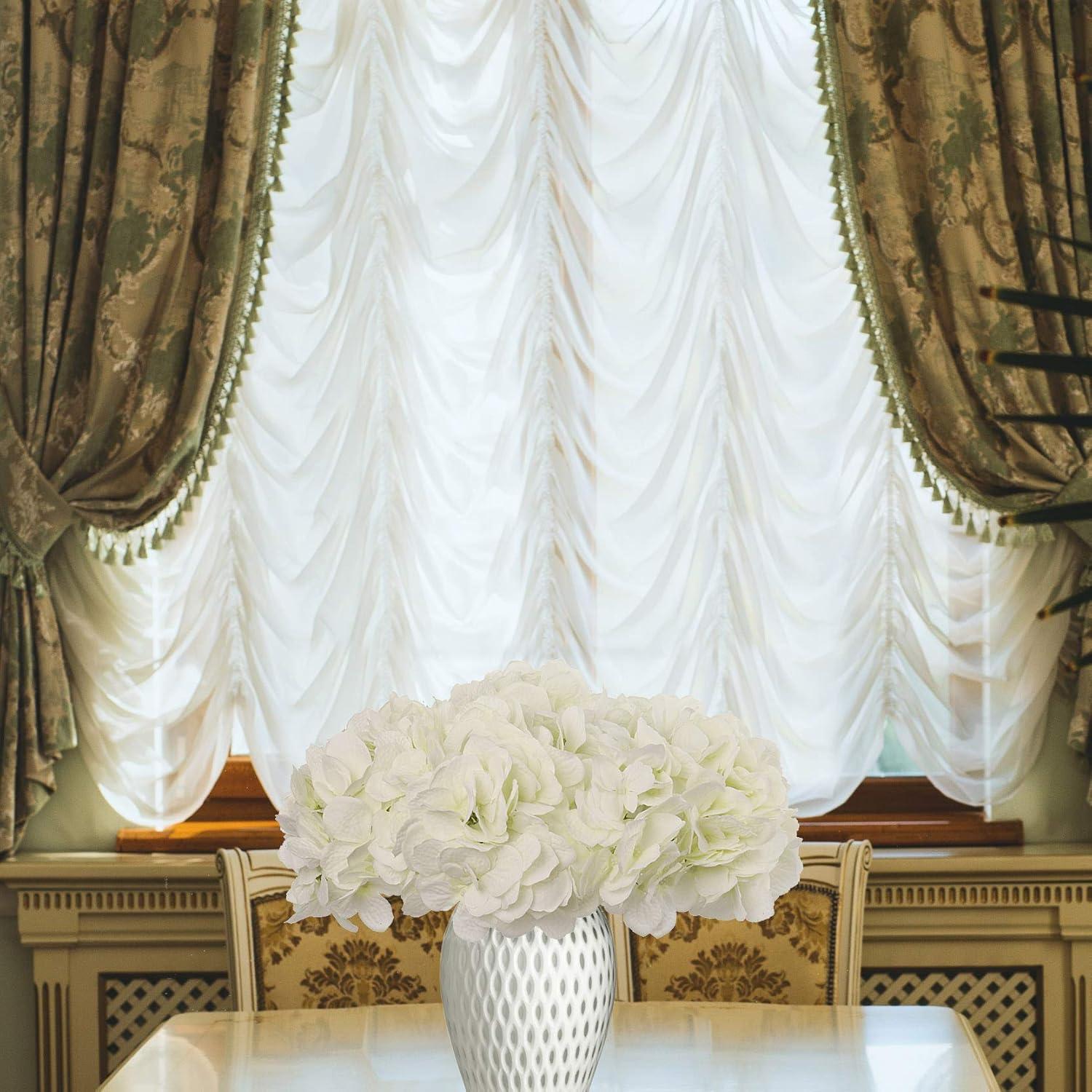 White Silk Hydrangea Artificial Flower Arrangement for Outdoor Tabletop Centerpiece