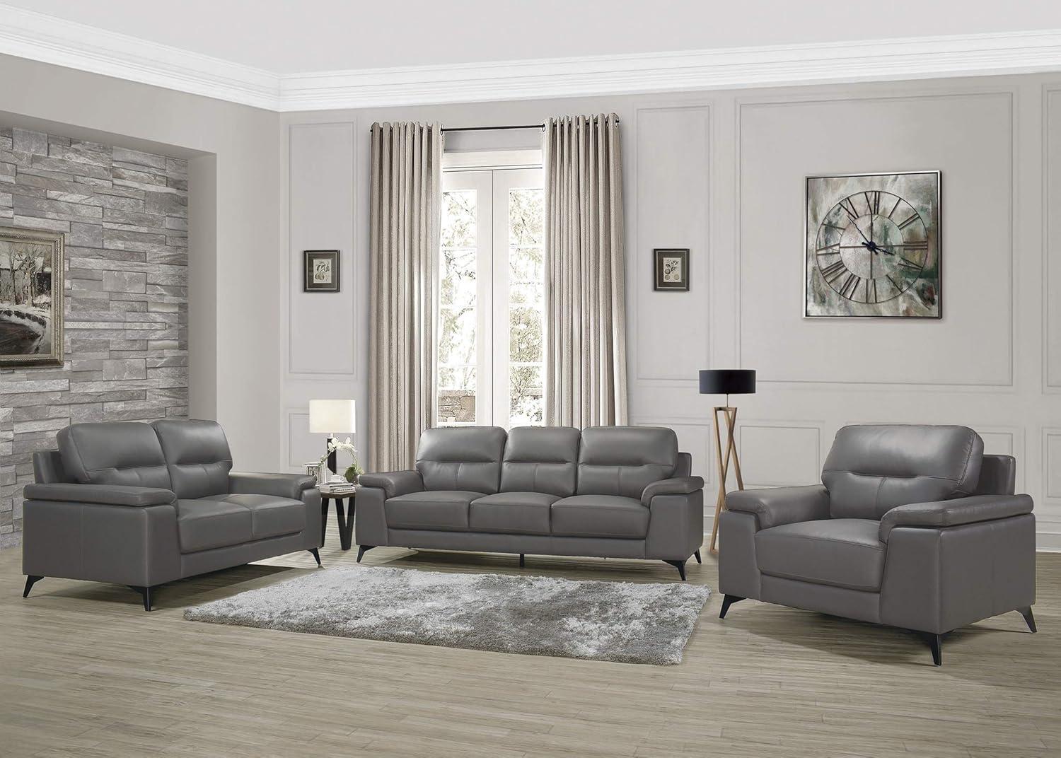 Lexicon Mischa Leather Match Loveseat in Dark Gray