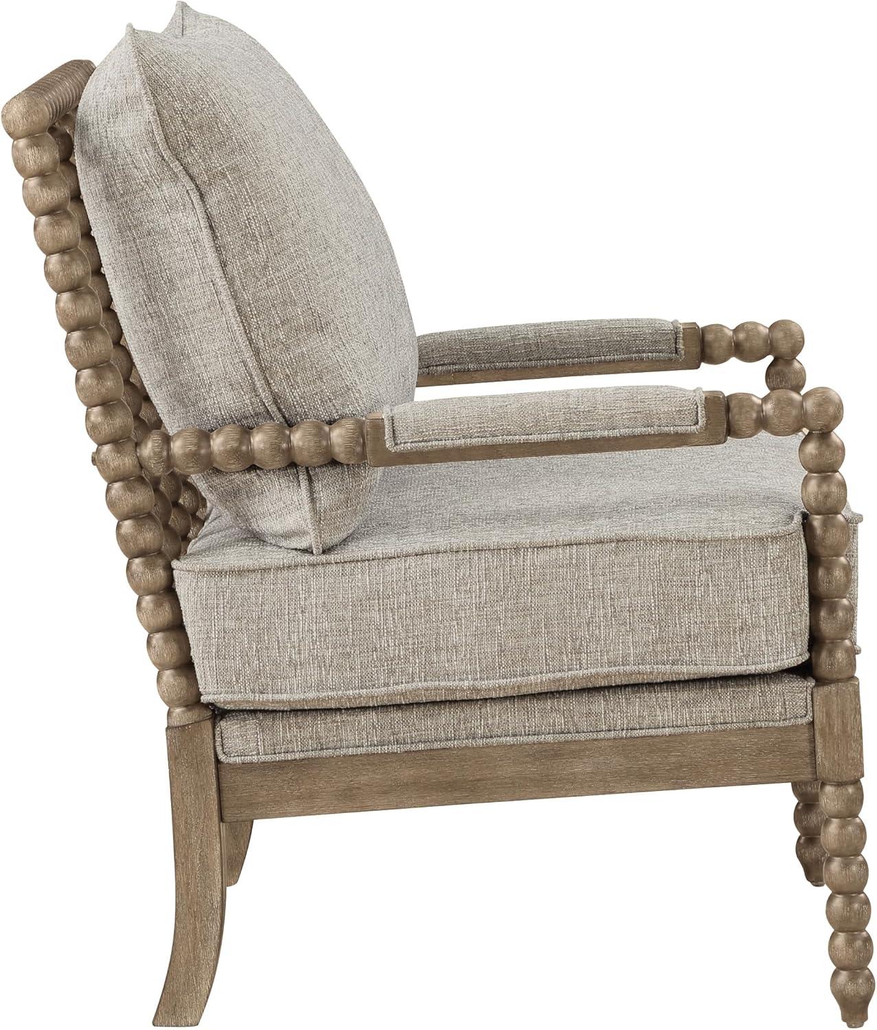 Fletcher Spindle Chair in Charcoal Fabric with Rustic Brown Finish