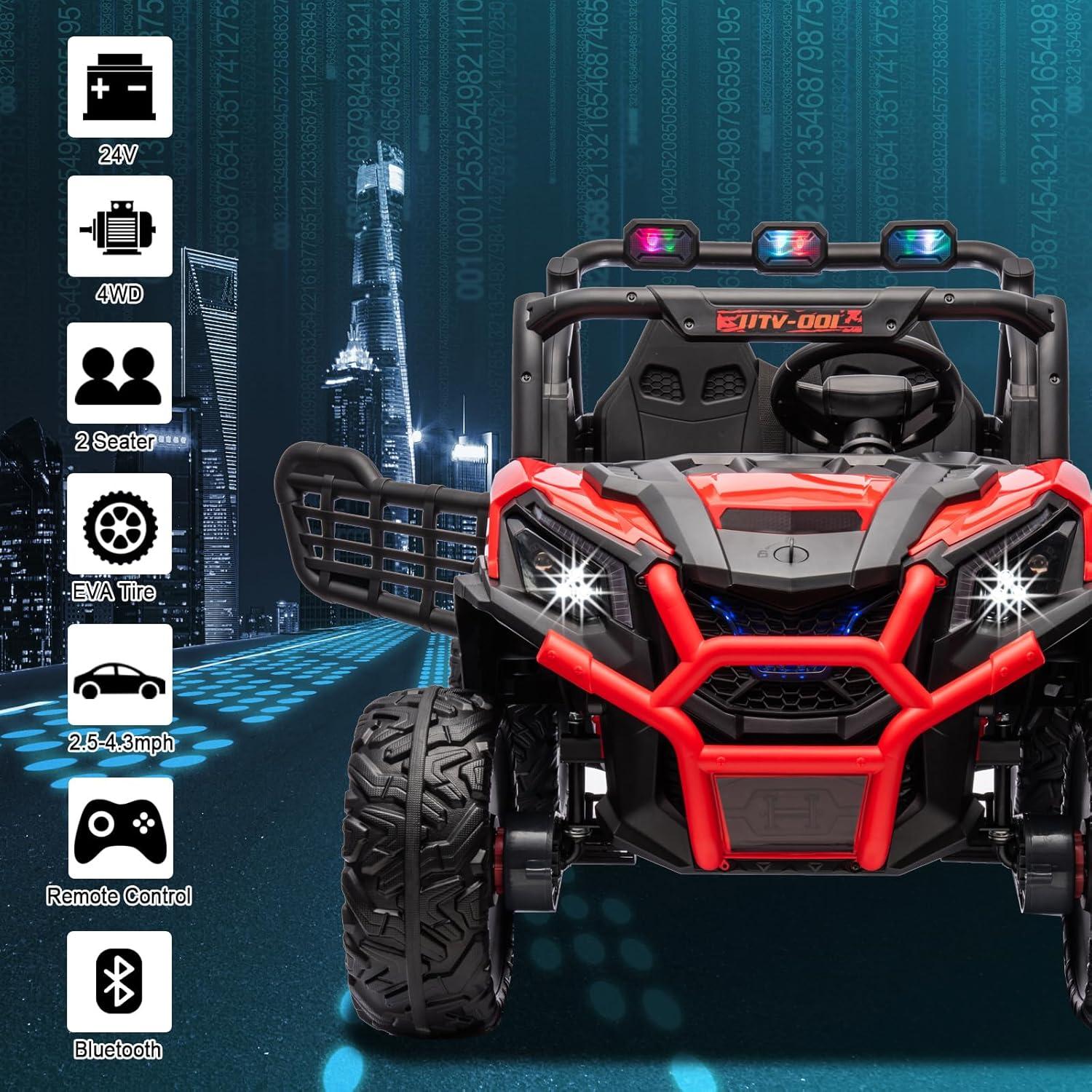 Ride on UTV Car, 24V Battery Powerd Electric Off-Road UTV Car w/Remote Control