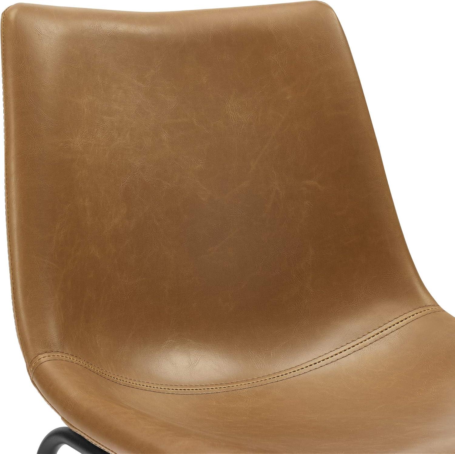 Walker Edison Full Back Faux Leather Counter Stools, Set of 2, Whiskey Brown