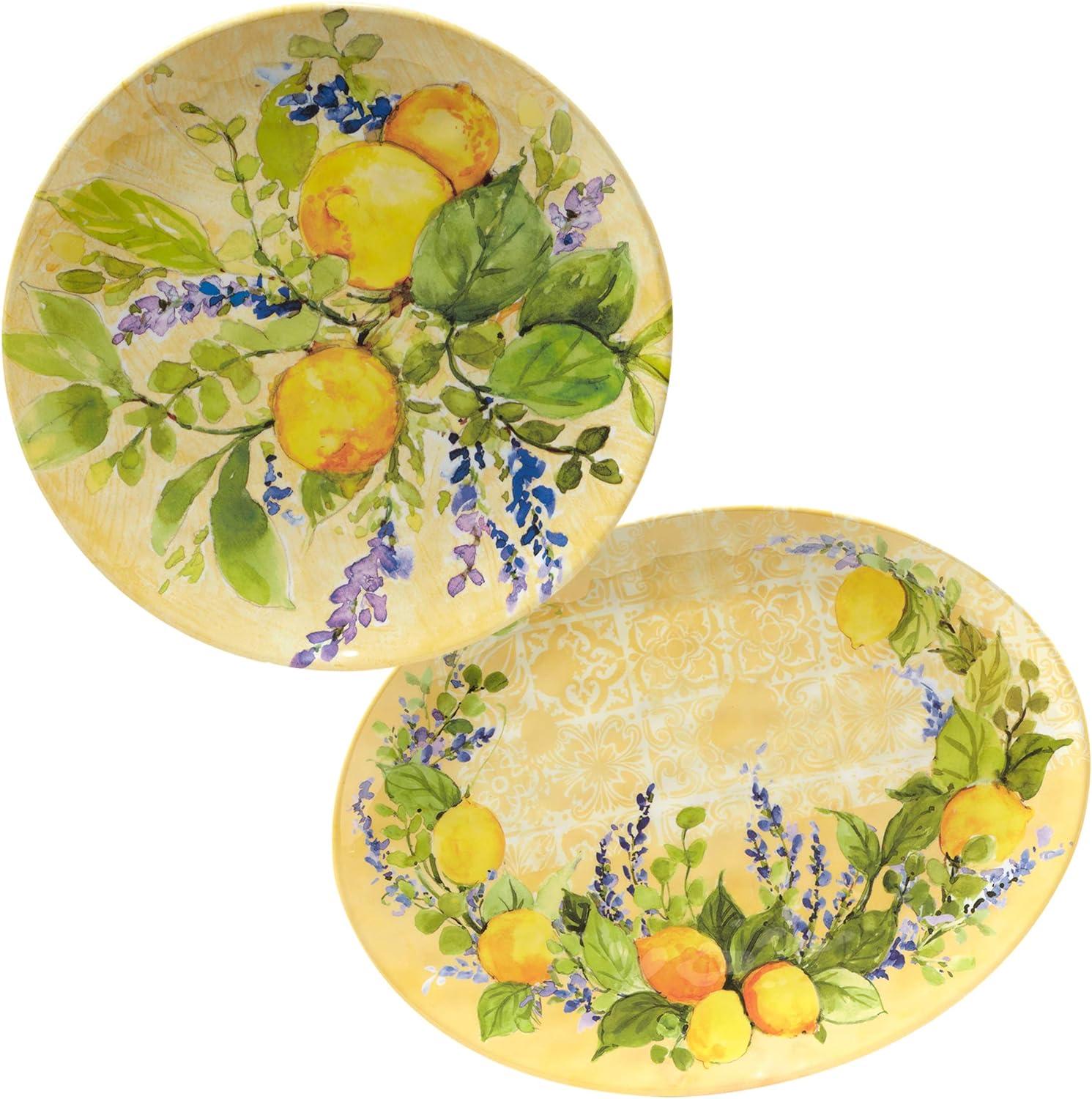 Lemon Zest Yellow and Green Melamine Oval Platter Set