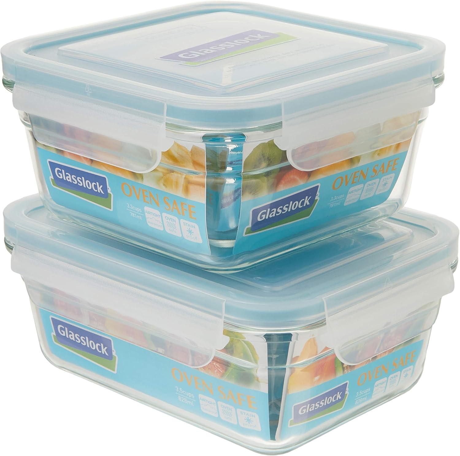 Rectangular Glass Airtight Food Storage Container Set, 4-Piece