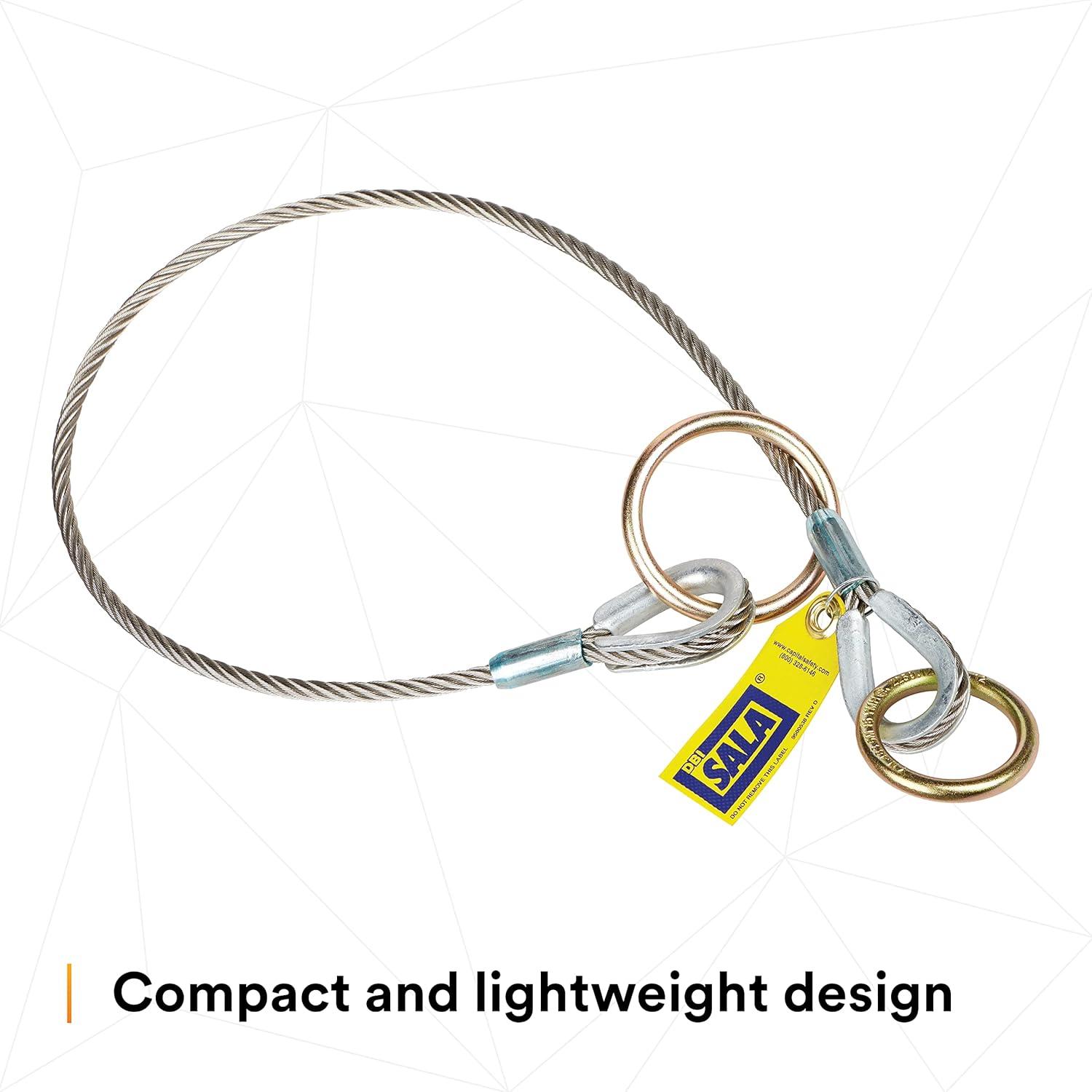 3M DBI-SALA 5900550 Anchorage Connector, 4' Cable Tie-Off Adaptor, Pass-Thru Type, Silver