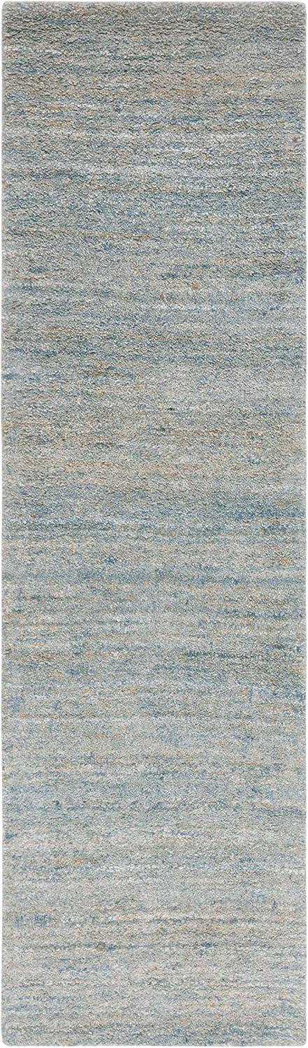 SAFAVIEH Himalaya Flanagan Solid Runner Rug, Blue/Olive, 2'3" x 6'