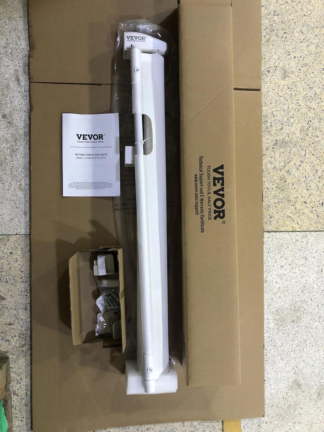 VEVOR VEVOR Retractable Gate Black Plastic Wall Mounted Pet Gate