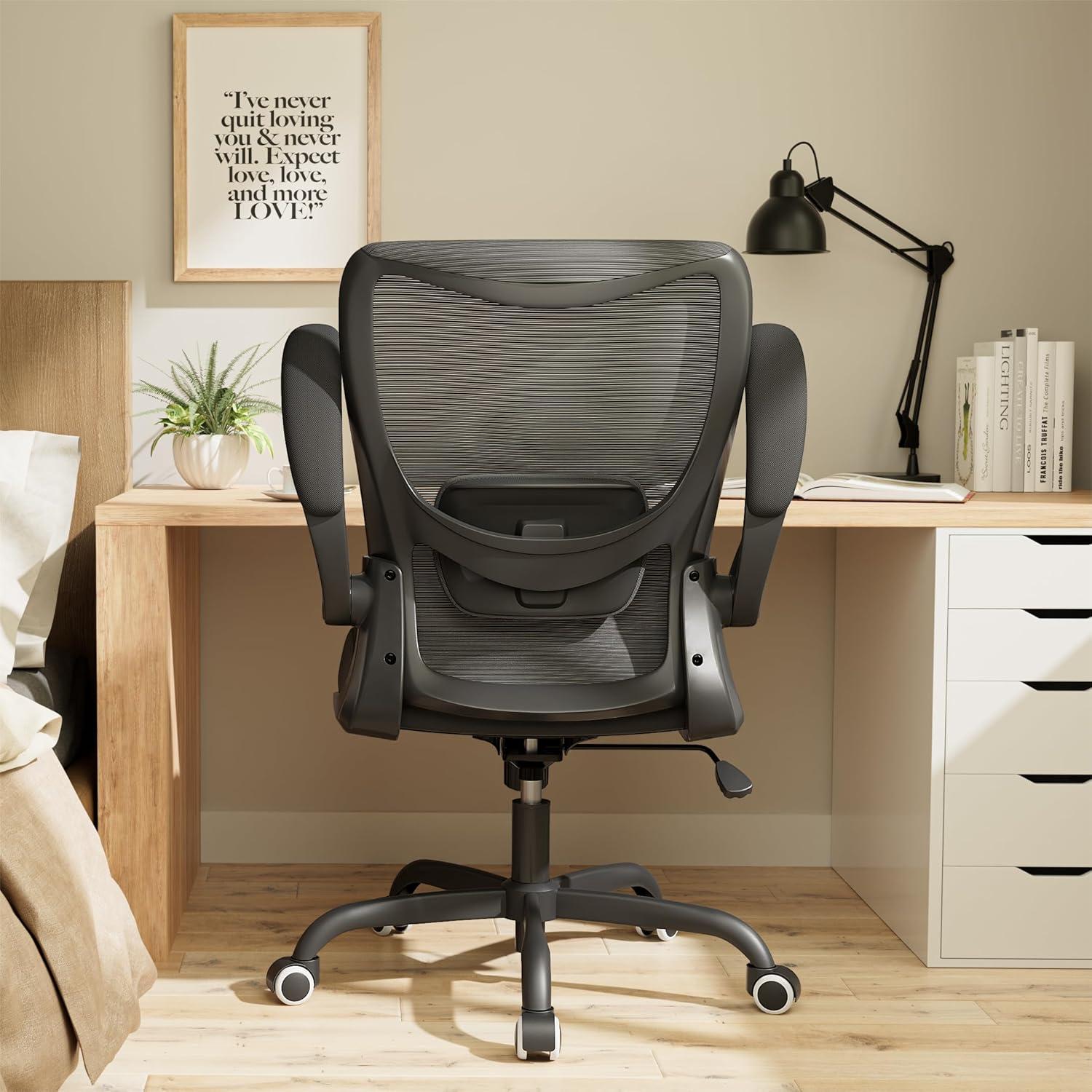 Black Mesh Ergonomic Swivel Task Chair with Adjustable Lumbar Support