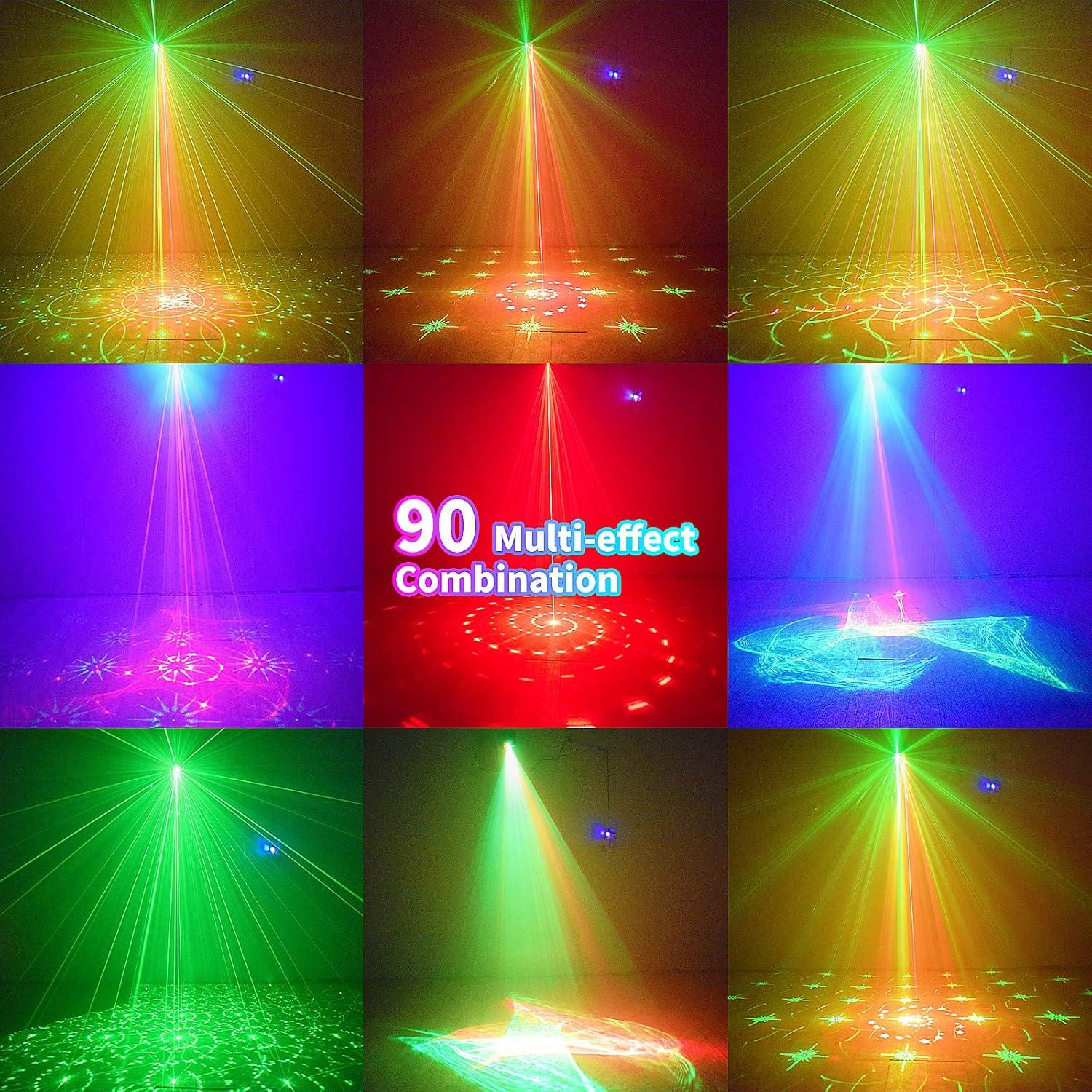 DJ Disco Stage Party Lights - Northern Laser Light Effect RGB Led Sound Activated Strobe Lighting with Remote Control for Indoor Birthday Halloween Karaoke Club KTV
