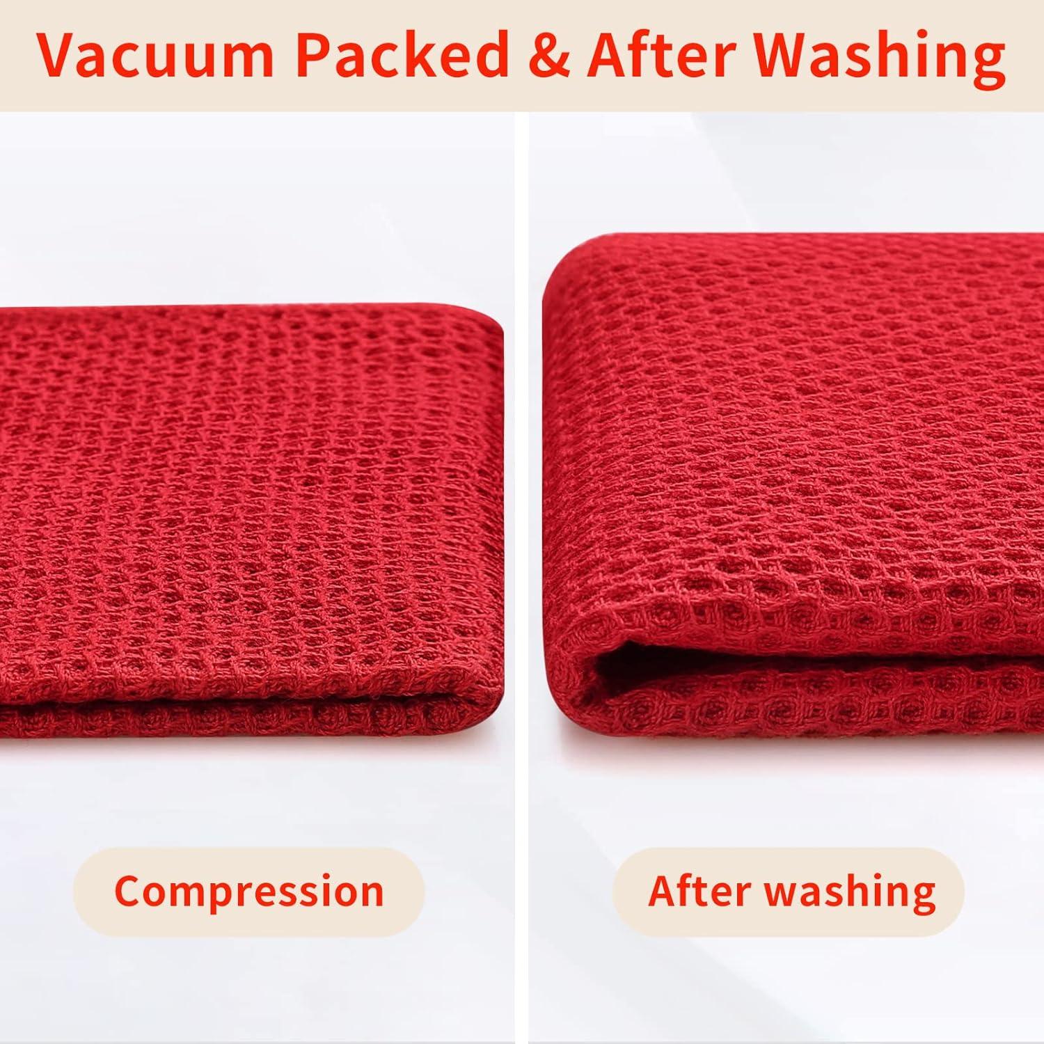 piaybook Super Soft Towels Cotton Weave Kitchen Dish Cloths Ultra Soft Absorbent Quick Drying Dish Towels 12x12 Inches 6 Pack Red for Bathroom and Kitchen,Red