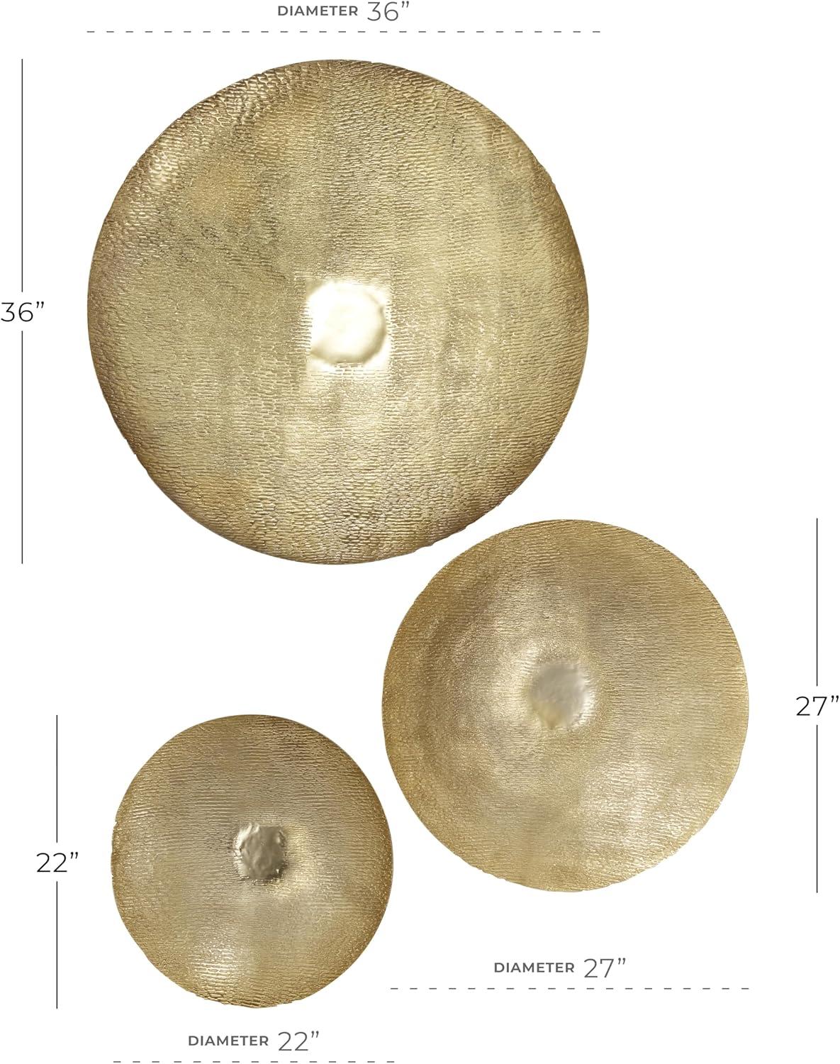 Gold Large Metallic Round Disk Wall Decor Set