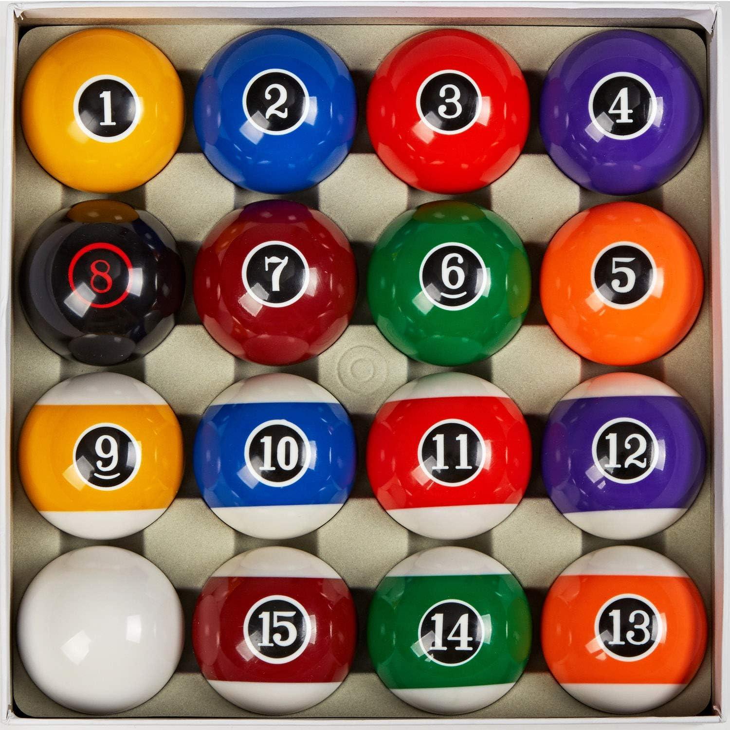 GSE Professional Billiards Pool Balls Set – 2-1/4" Regulation Size, Standard 16 Pool Balls, Art Numbered Design
