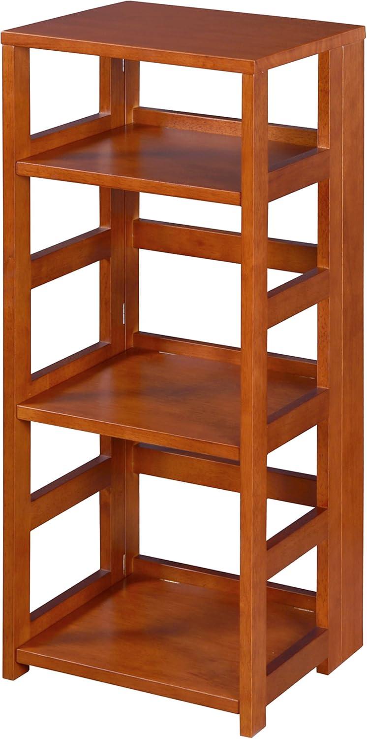 Flip Flop 34" Gray Pine Wood 3-Shelf Folding Bookcase