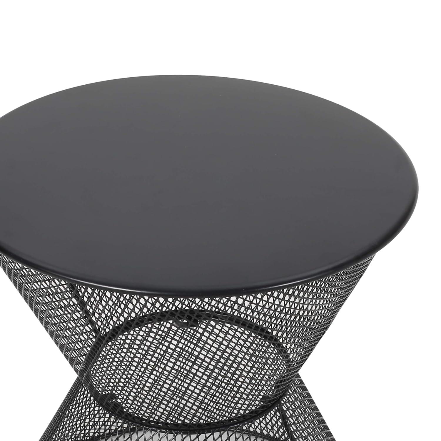 Noble House Nevada Outdoor Iron Side Table in Matte Black